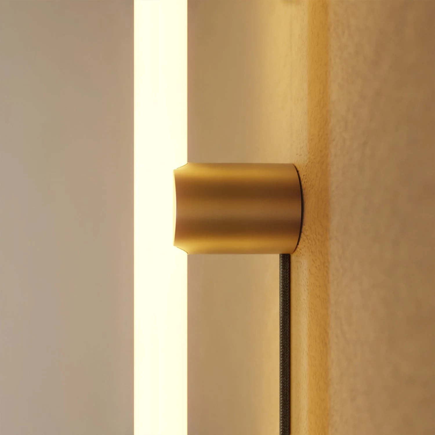 Lamp with UK plug with metallic finish and linear S14d LED light bulb – Satin bronze - Image 3