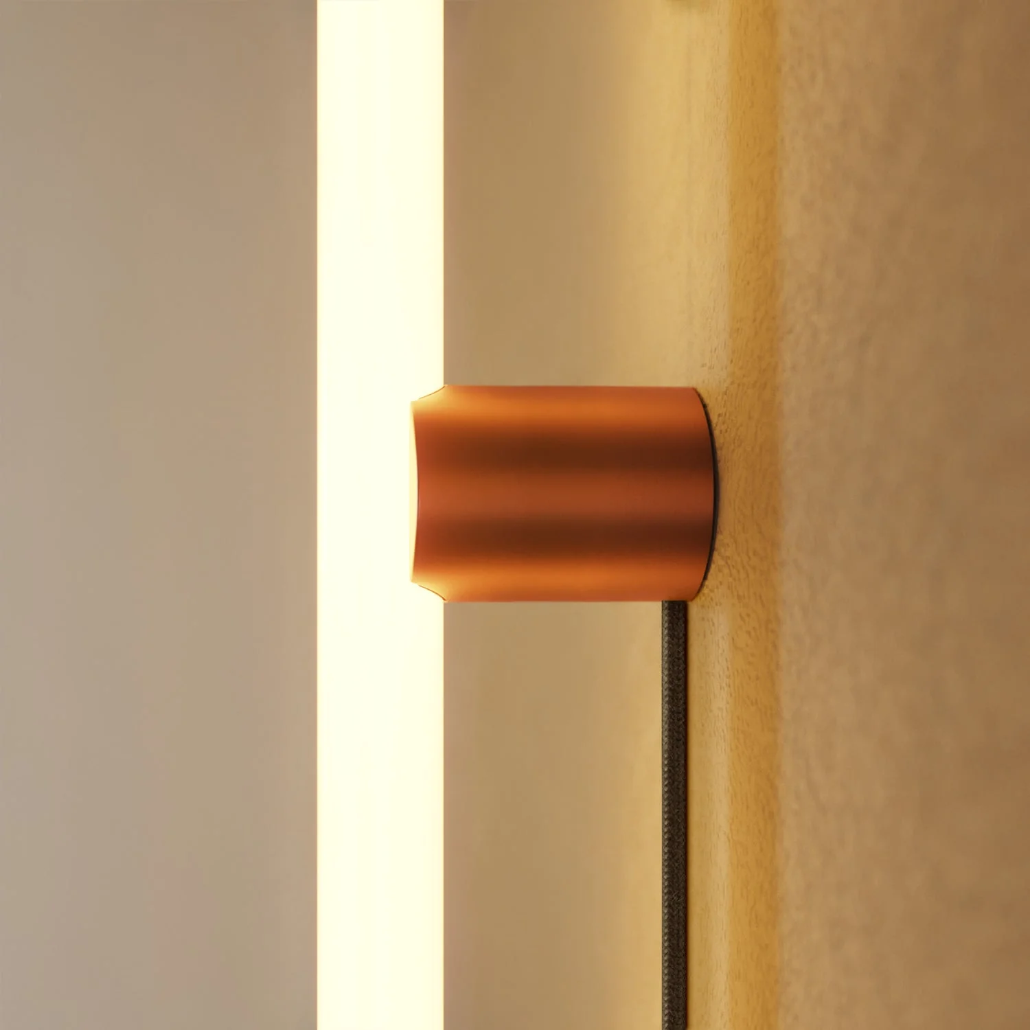 Lamp with UK plug with metallic finish and linear LED light bulb S14d - Satin copper - Image 3