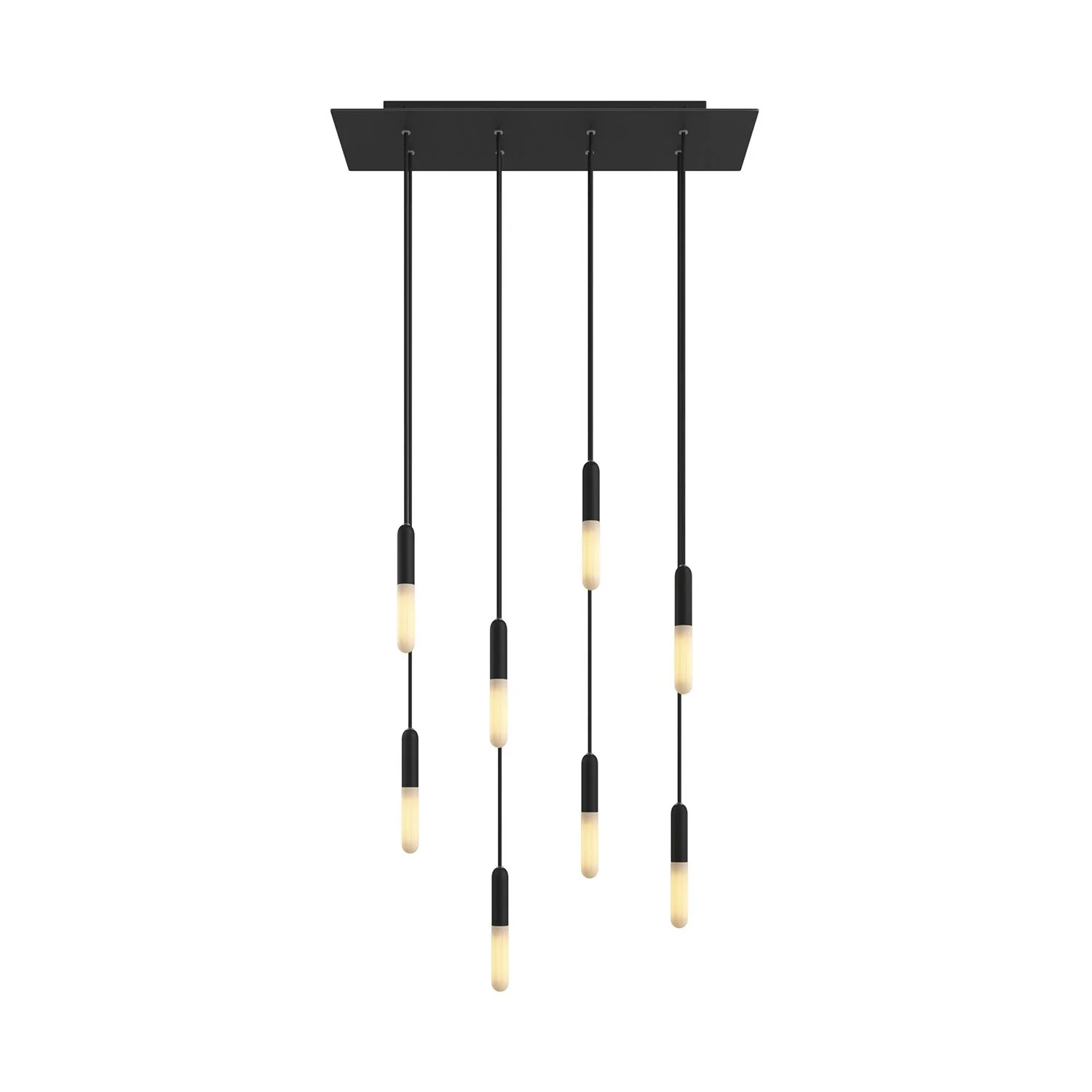 8-drop pendant lamp with XXL Rose-One rectangular 675 mm and metal finishes - Matt black
