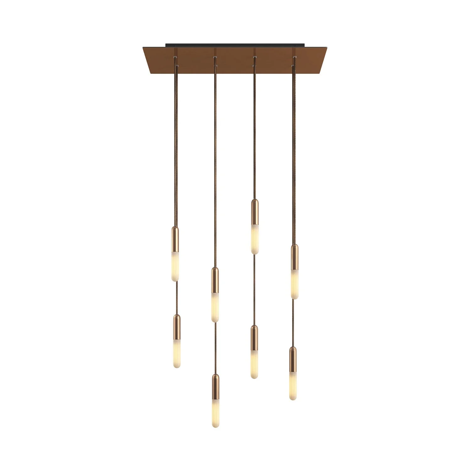 8-drop pendant lamp with XXL rectangular Rose-One 675 mm with metal finishes - Satin copper