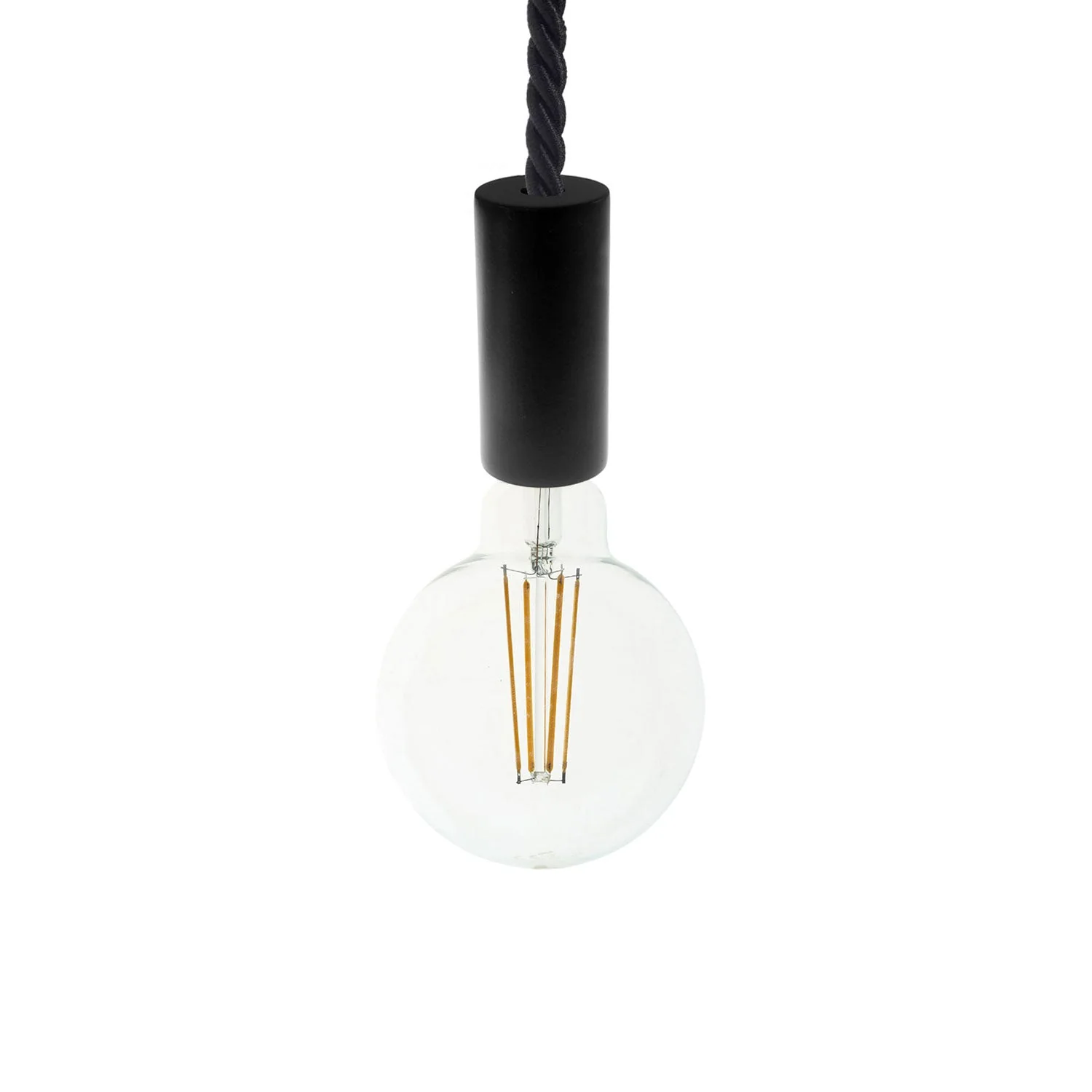 Pendant lamp complete with XL 16 mm nautical cord with painted wood finishes - Black