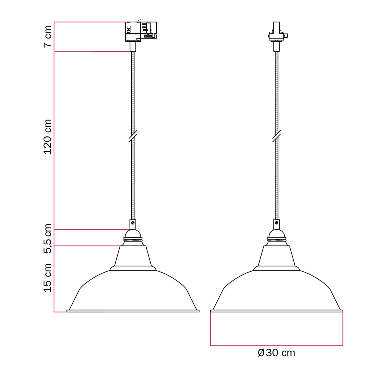 Pendant lamp with Bistrot lampshade for tracks - Green - Image 6