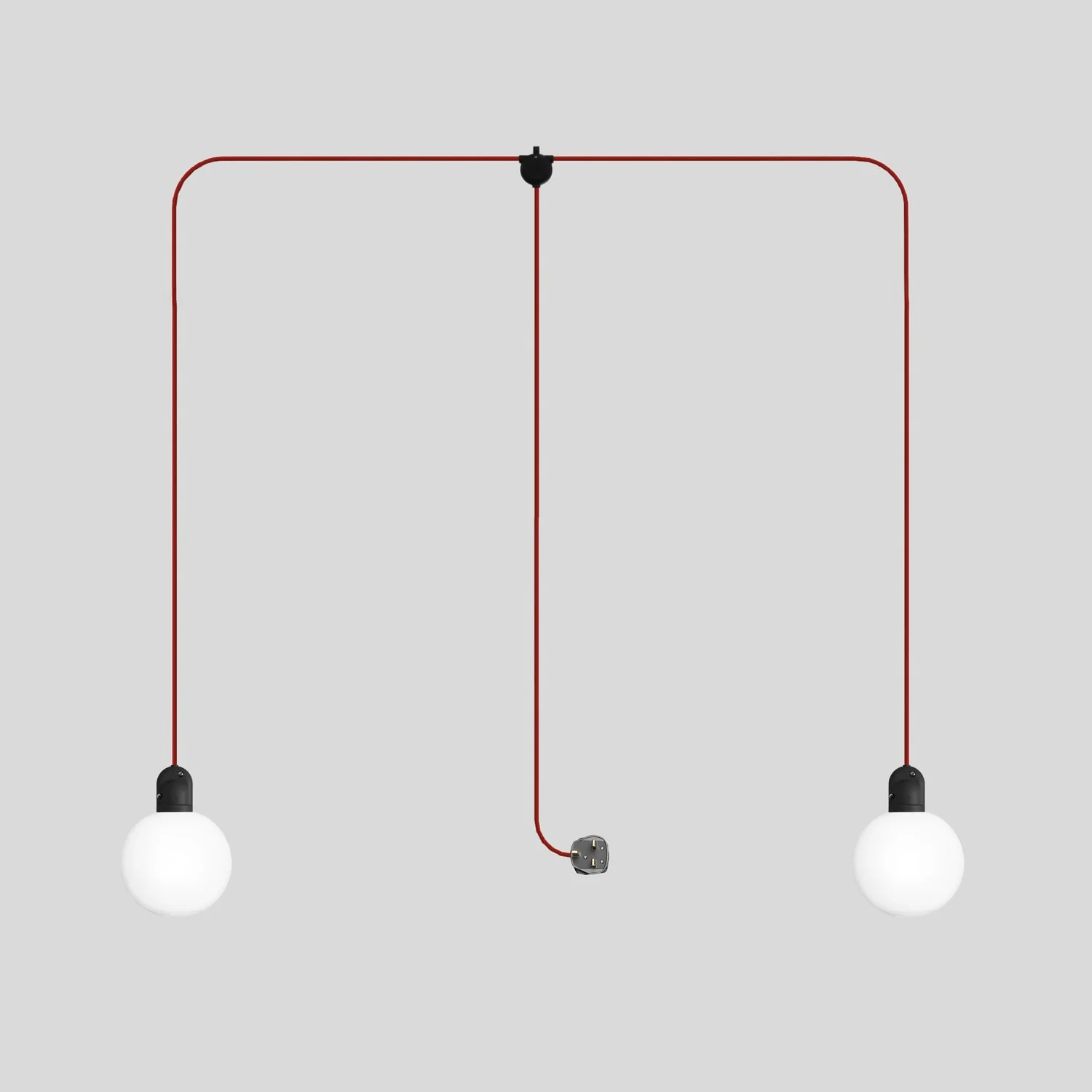 Modulair IP65 outdoor lamp with 2 drops, UK plug, unbreakable Unbreak-a-Ball lampshades and SM09 cable