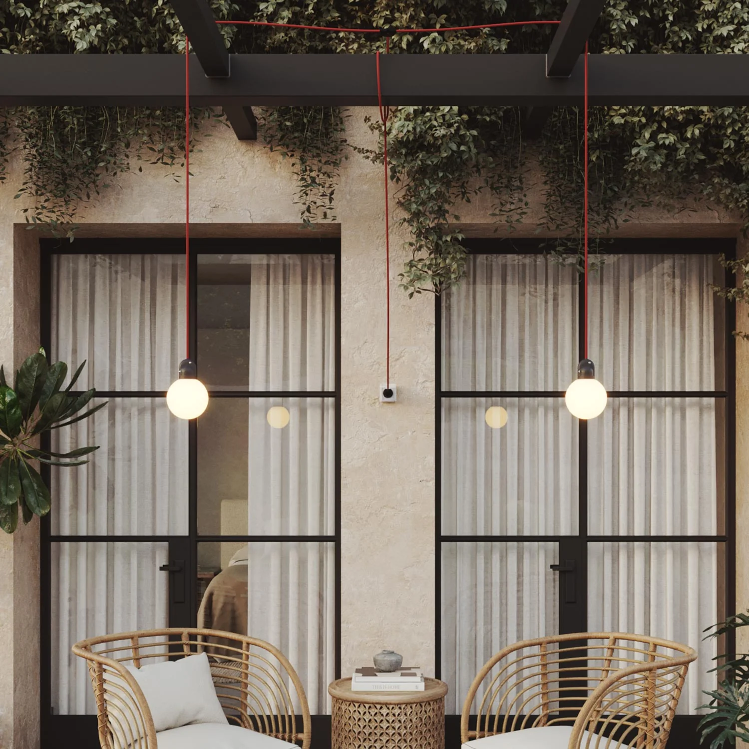 Modulair IP65 outdoor lamp with 2 drops, UK plug, unbreakable Unbreak-a-Ball lampshades and SM09 cable - Image 2
