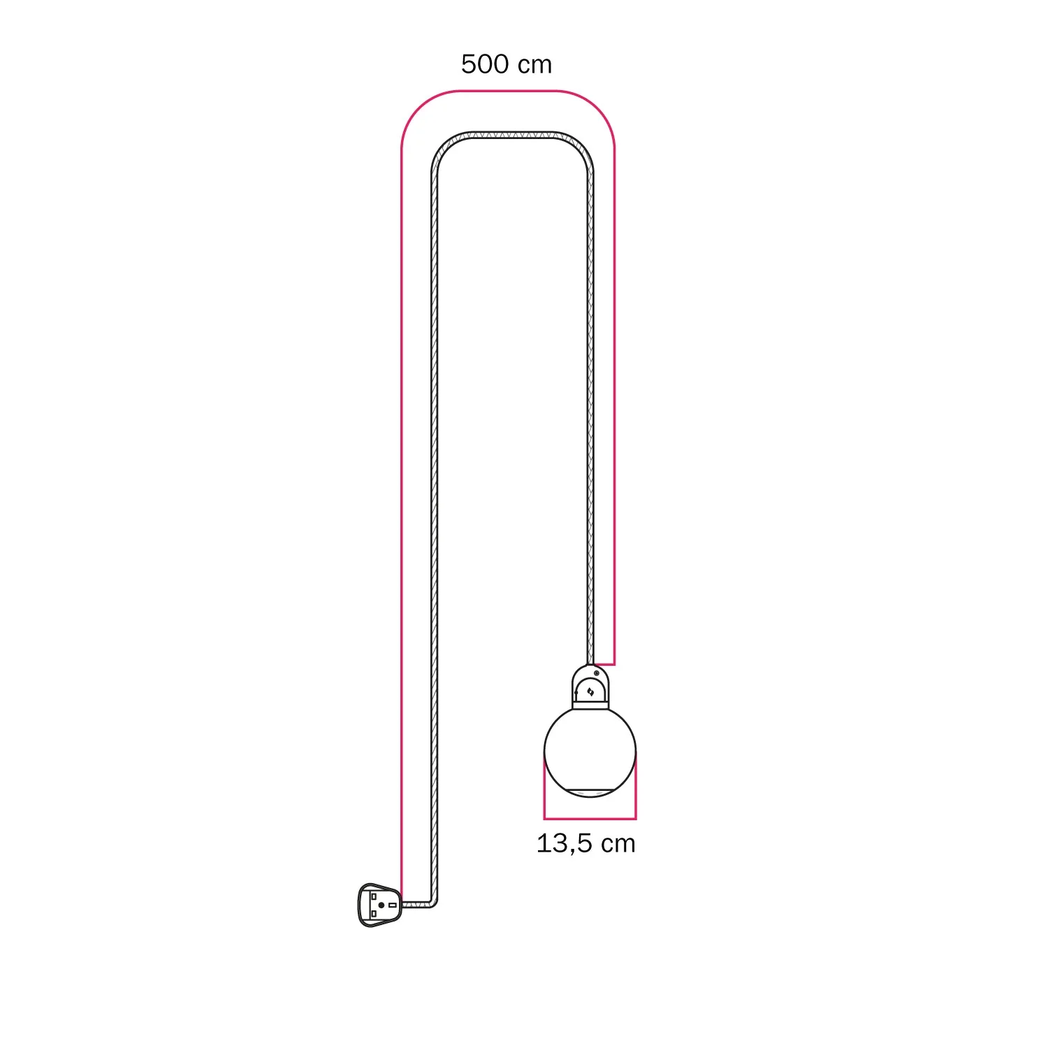 Modulair outdoor lamp IP65 with UK plug, unbreakable Unbreak-a-Ball lampshade and SN06 cable - Image 5