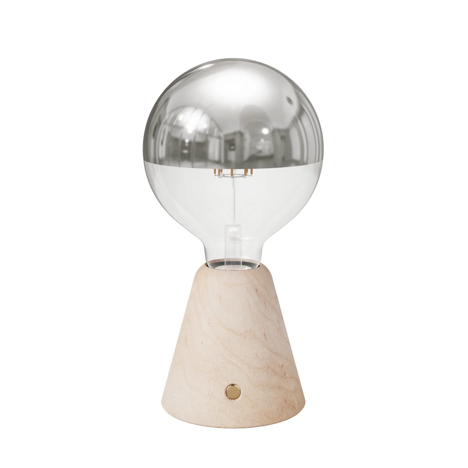 Cabless01 portable rechargeable lamp with silver half-globe light bulb - Neutral