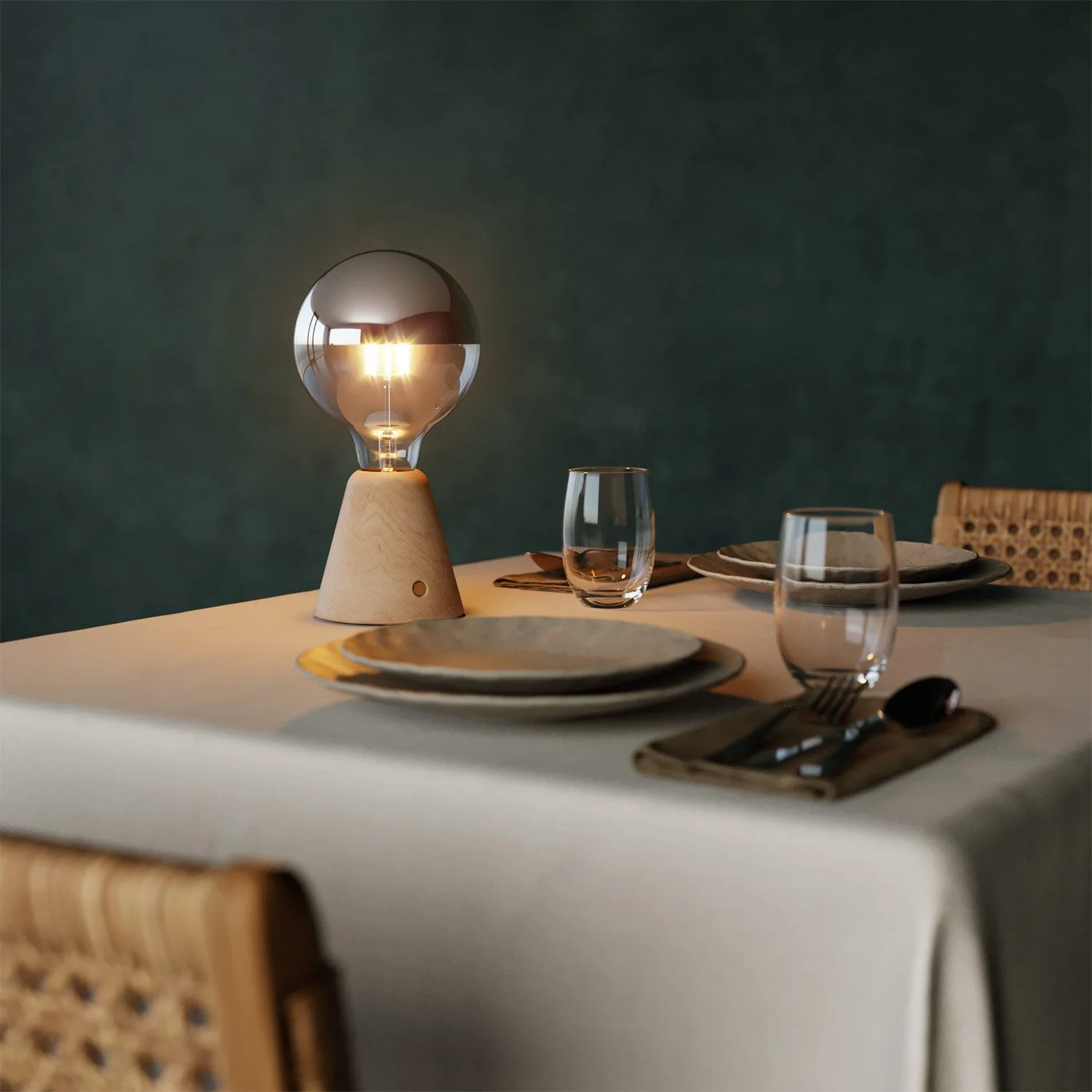 Cabless01 portable rechargeable lamp with silver half-globe light bulb - Neutral - Image 4