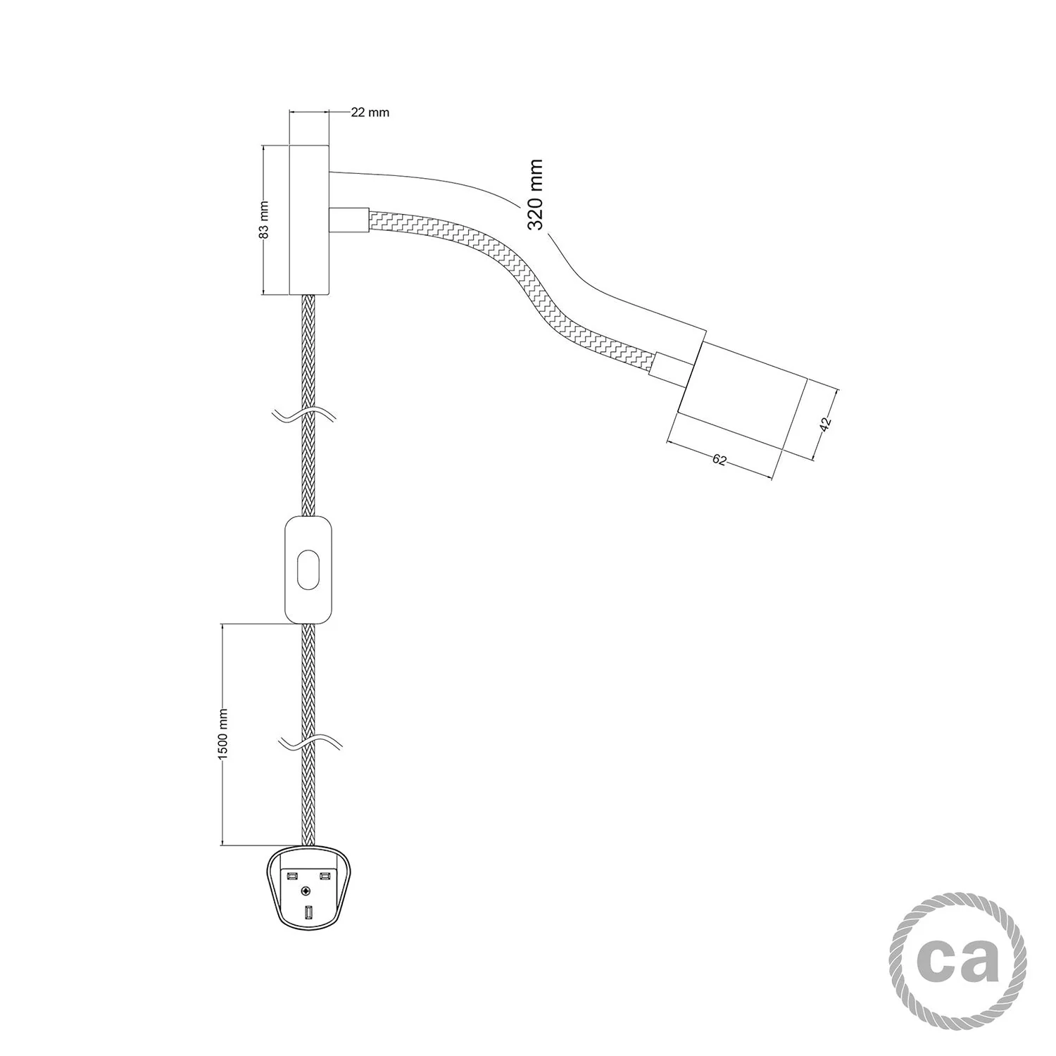 Spostaluce Flex 30 adjustable lamp with GU1d0 spotlight and UK plug - Satin bronze - Image 4