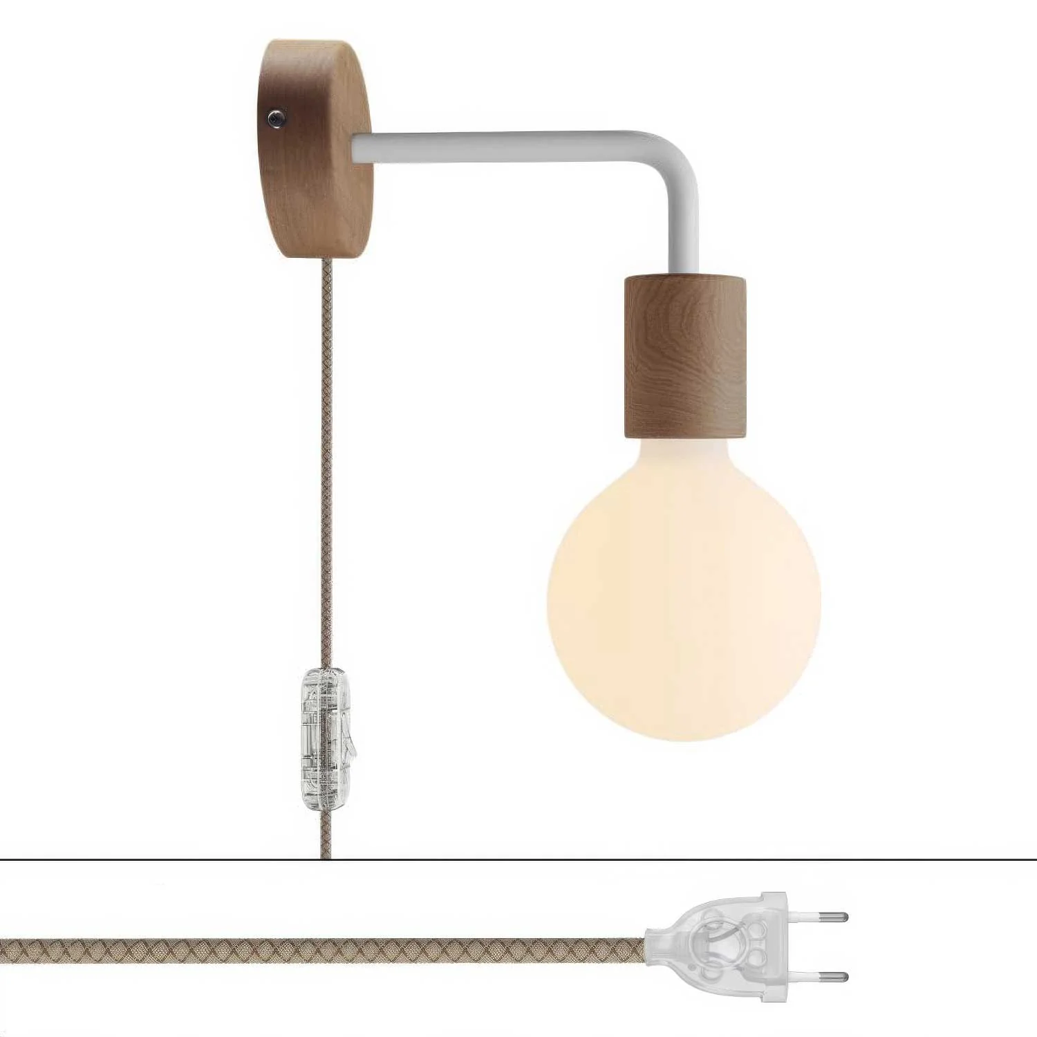 Spostaluce wooden lamp with curved extension - Neutral