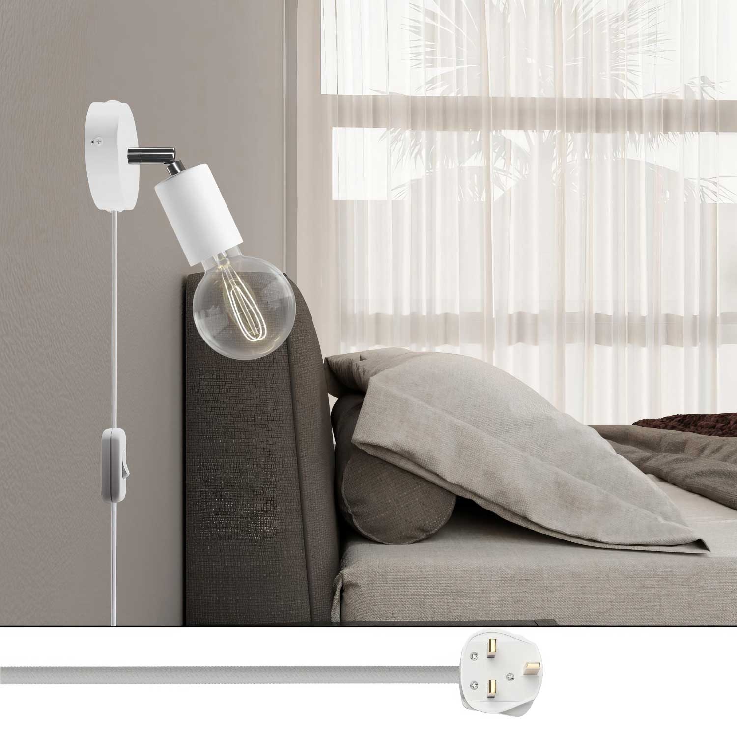 Spostaluce Adjustable Joint Lamp in metal with UK plug - White - Image 2