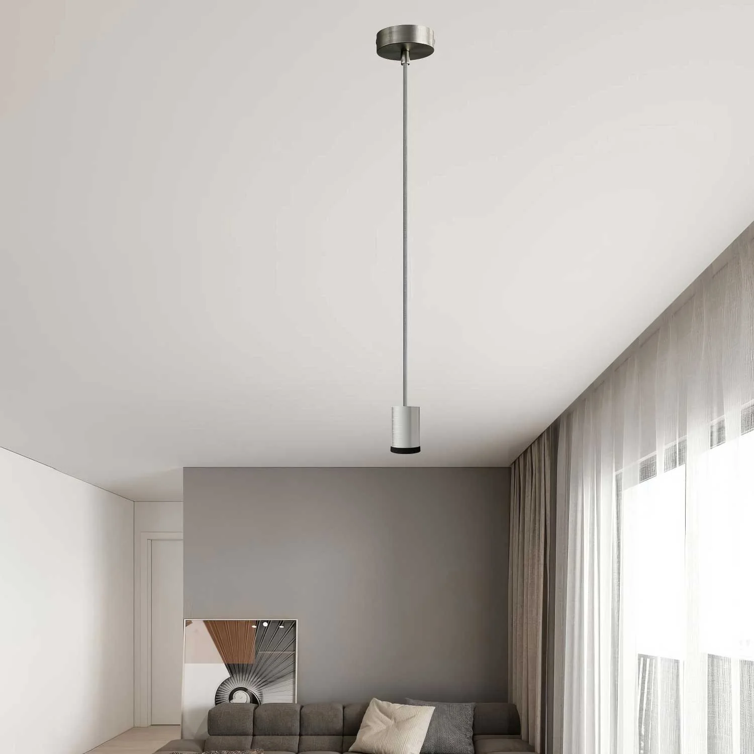 Single pendant spotlight lamp Mini Spotlight GU1d0 – Satin titanium - Image 2
