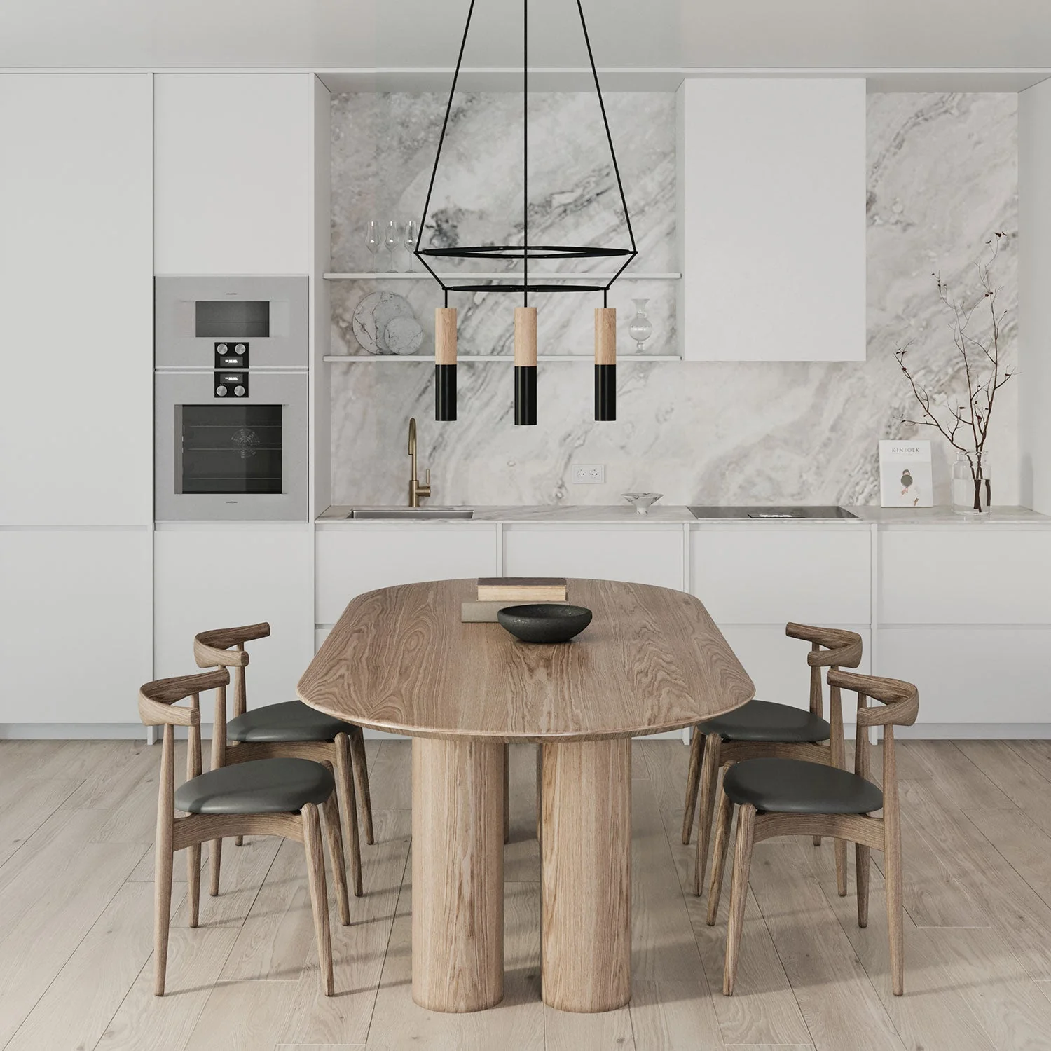 2 Cage chandelier with 4 Tub-E14 drops - Black - Image 2