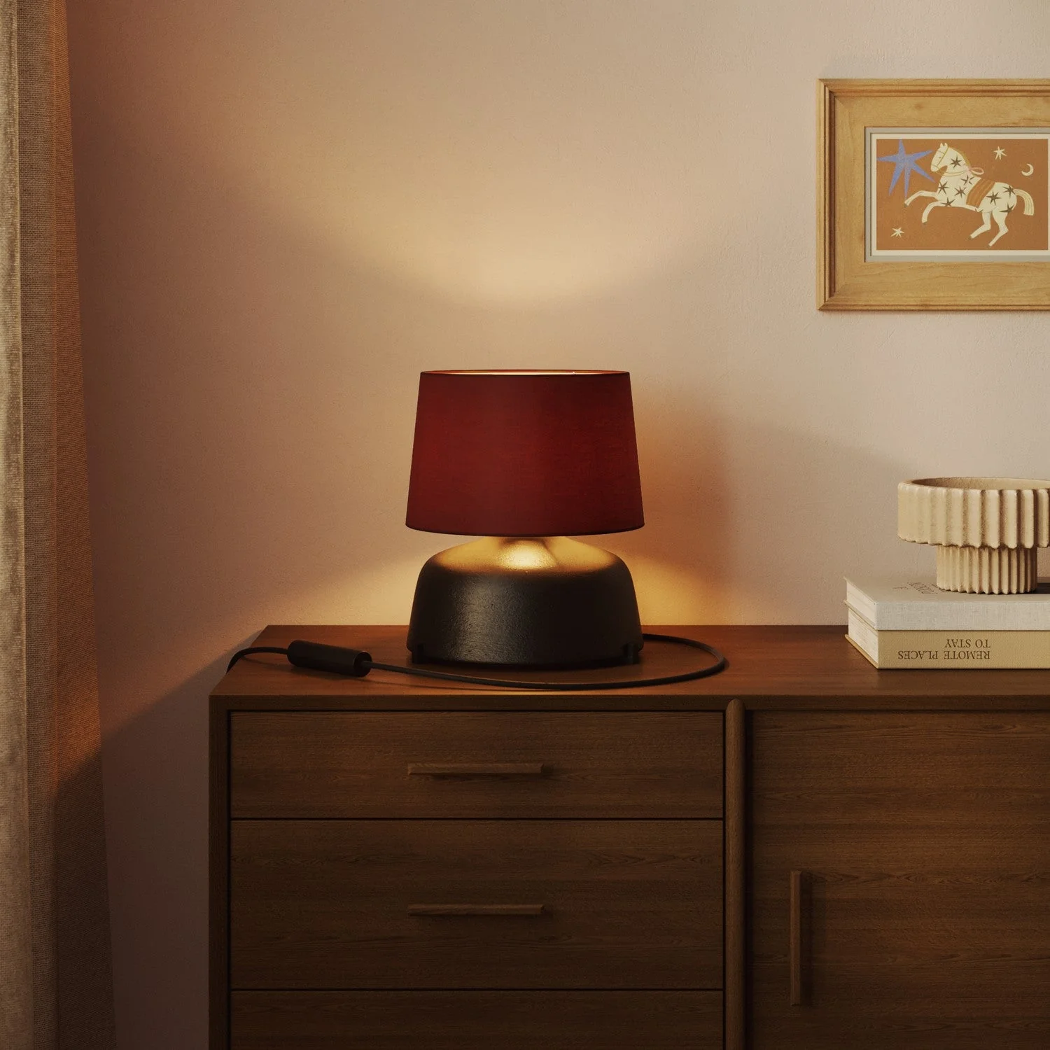 Athena Lampshade with E27 fitting for table or floor lamp - Made in Italy - Arenal Bordeaux - Image 2