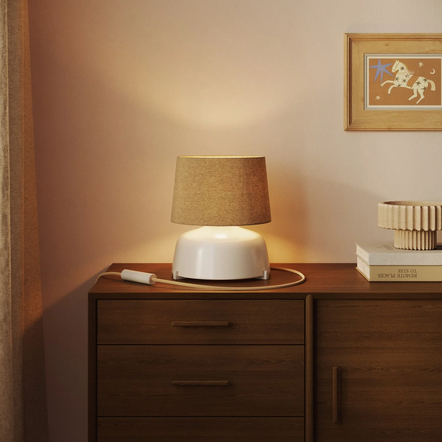 Athena Lampshade with E27 fitting for table or floor lamp - Made in Italy - Beige Wool - Image 2