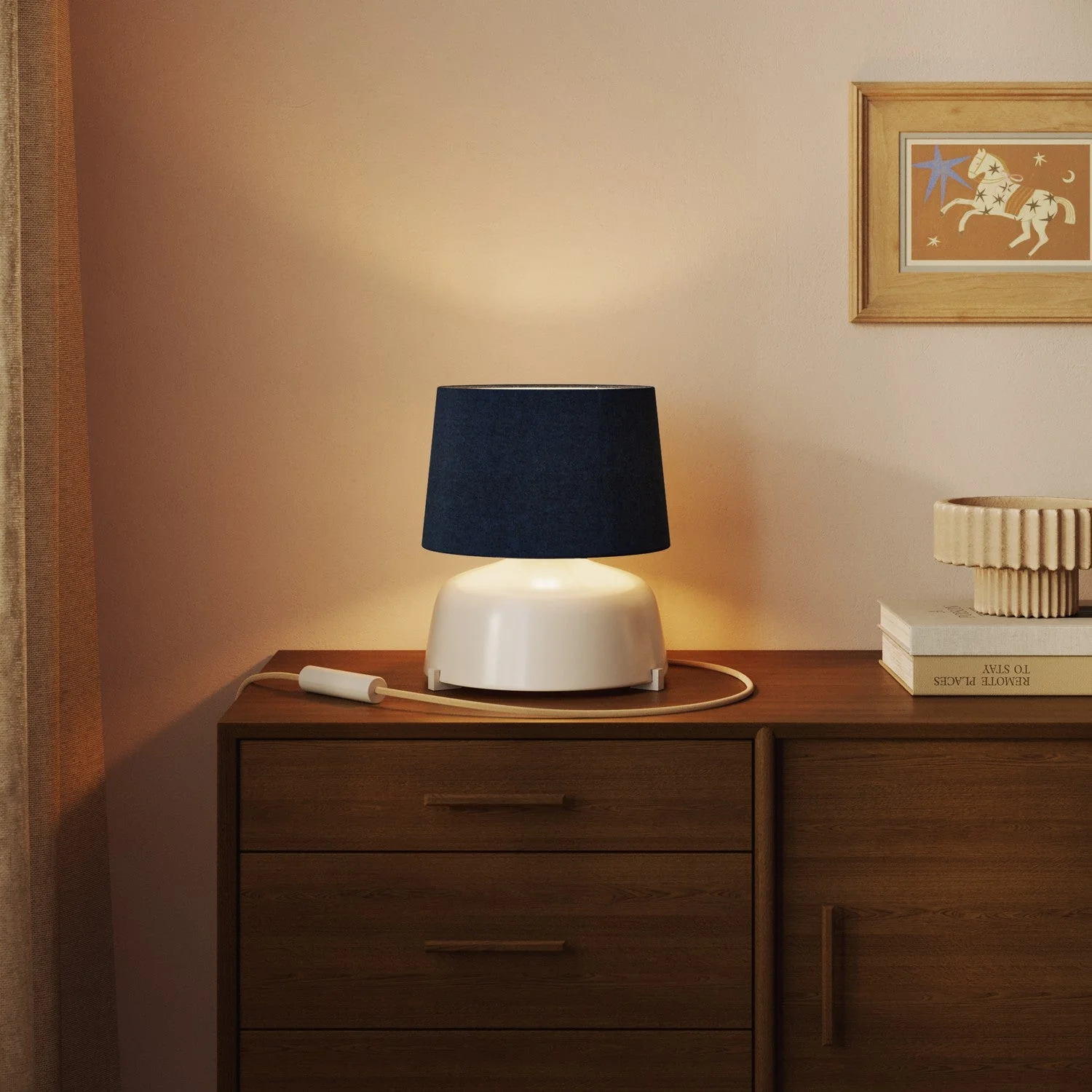 Athena lampshade with E27 fitting for table or floor lamp - Made in Italy - Blue Wool - Image 2