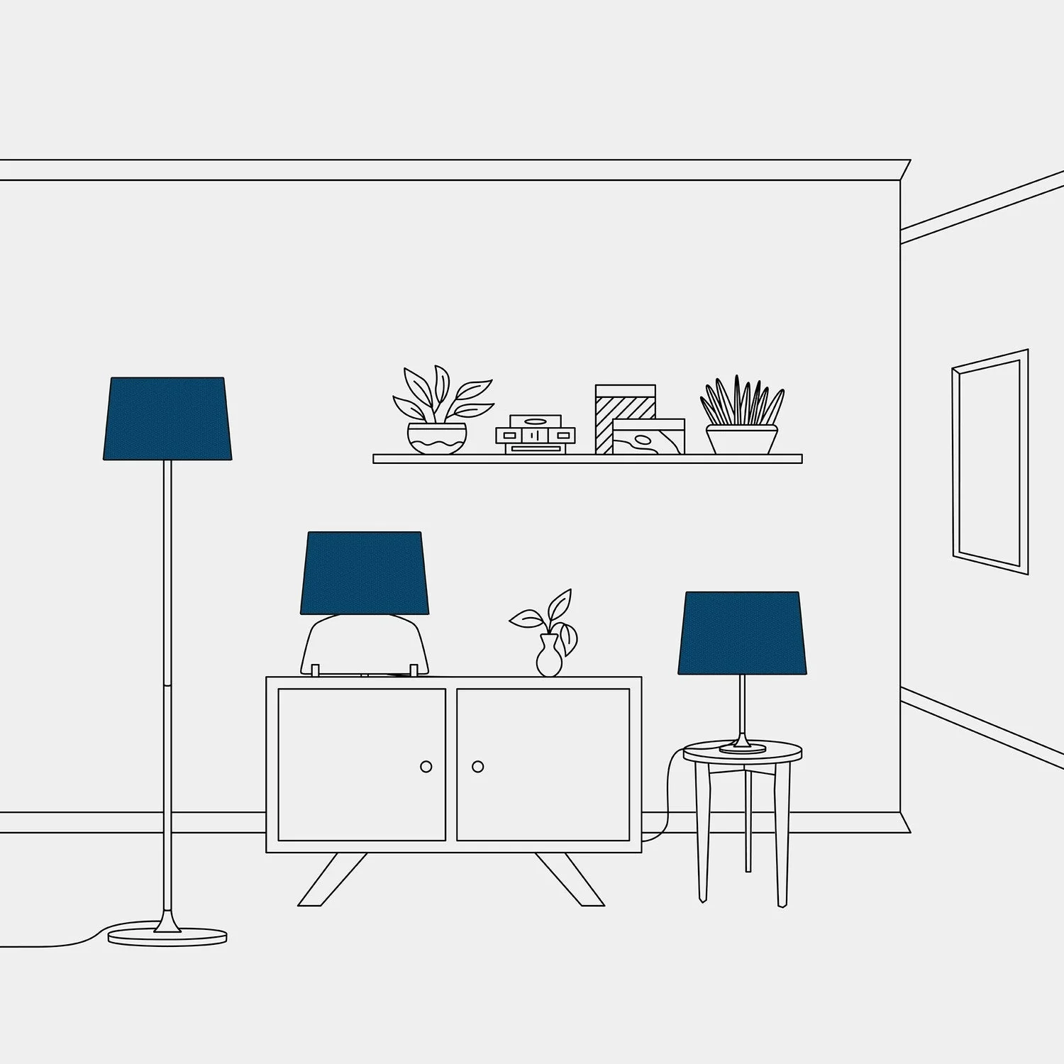 Athena lampshade with E27 fitting for table or floor lamp - Made in Italy - Blue Wool - Image 5