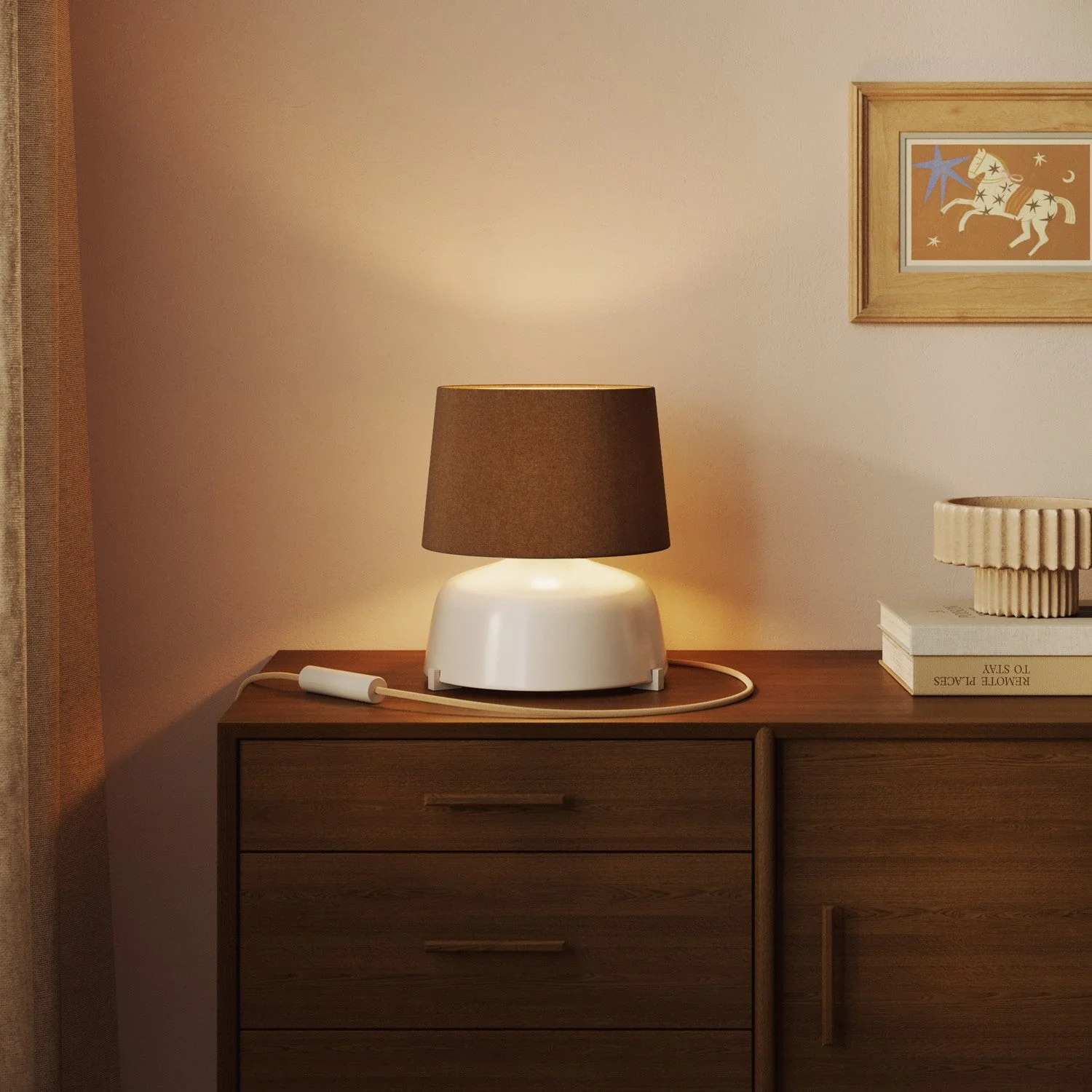 Athena Lampshade with E27 fitting for table or floor lamp - Made in Italy - Brown Wool - Image 2