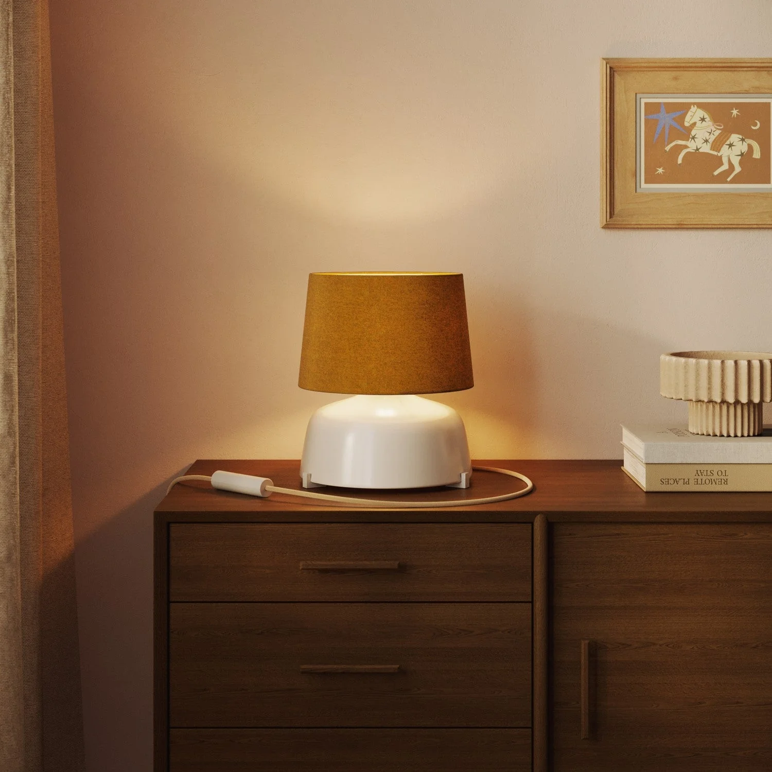 Athena Lampshade with E27 fitting for table or floor lamp - Made in Italy - Mustard Wool - Image 2
