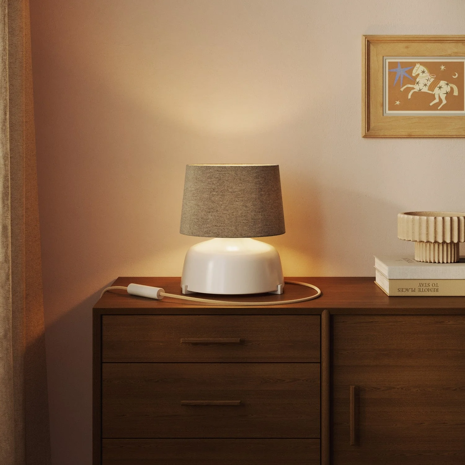 Athena Lampshade with E27 fitting for table or floor lamp - Made in Italy - Light Gray Wool - Image 2