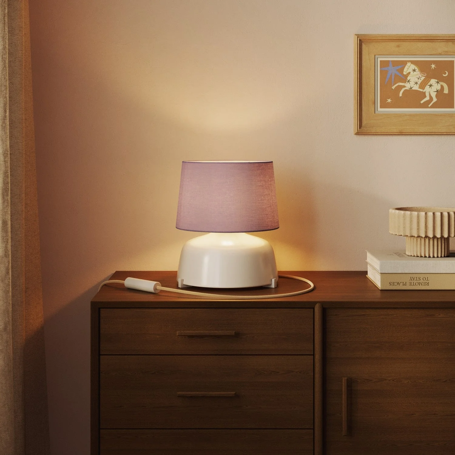 Athena Lampshade with E27 fitting for table or floor lamp - Made in Italy - Lilac Cottonette - Image 2