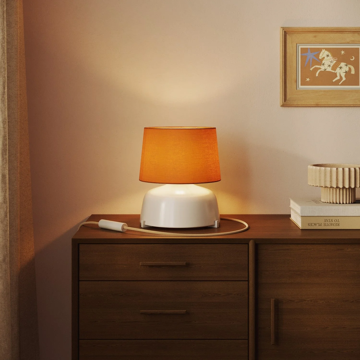 Athena lampshade with E27 fitting for table or floor lamp - Made in Italy - Mandarino cotton - Image 2