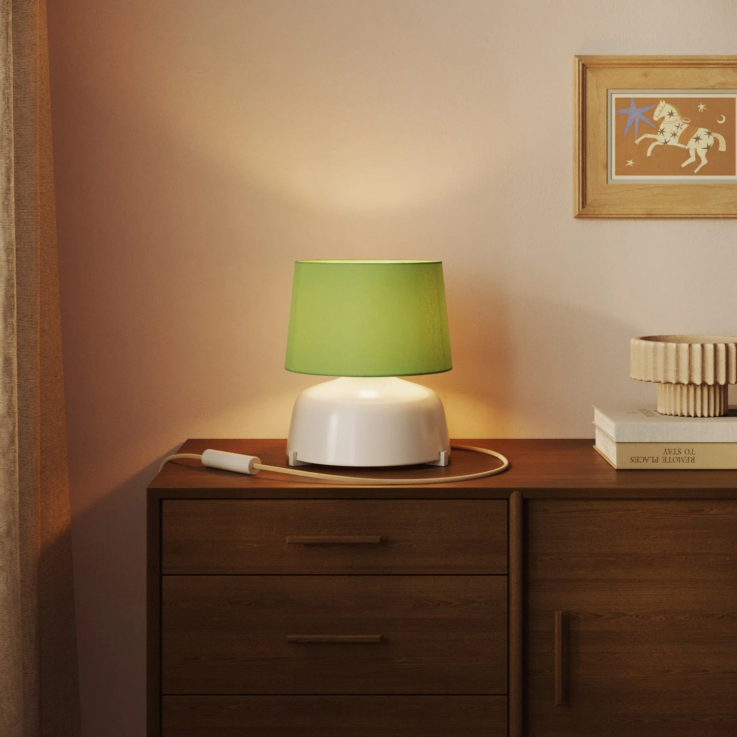 Athena Lampshade with E27 fitting for table or floor lamp - Made in Italy - Pistachio Green Cinette - Image 2