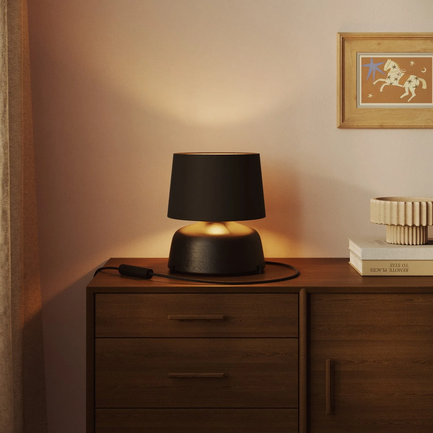 Athena lampshade with E27 fitting for table lamp - Made in Italy - Black Cinette with Gold interior - Image 2