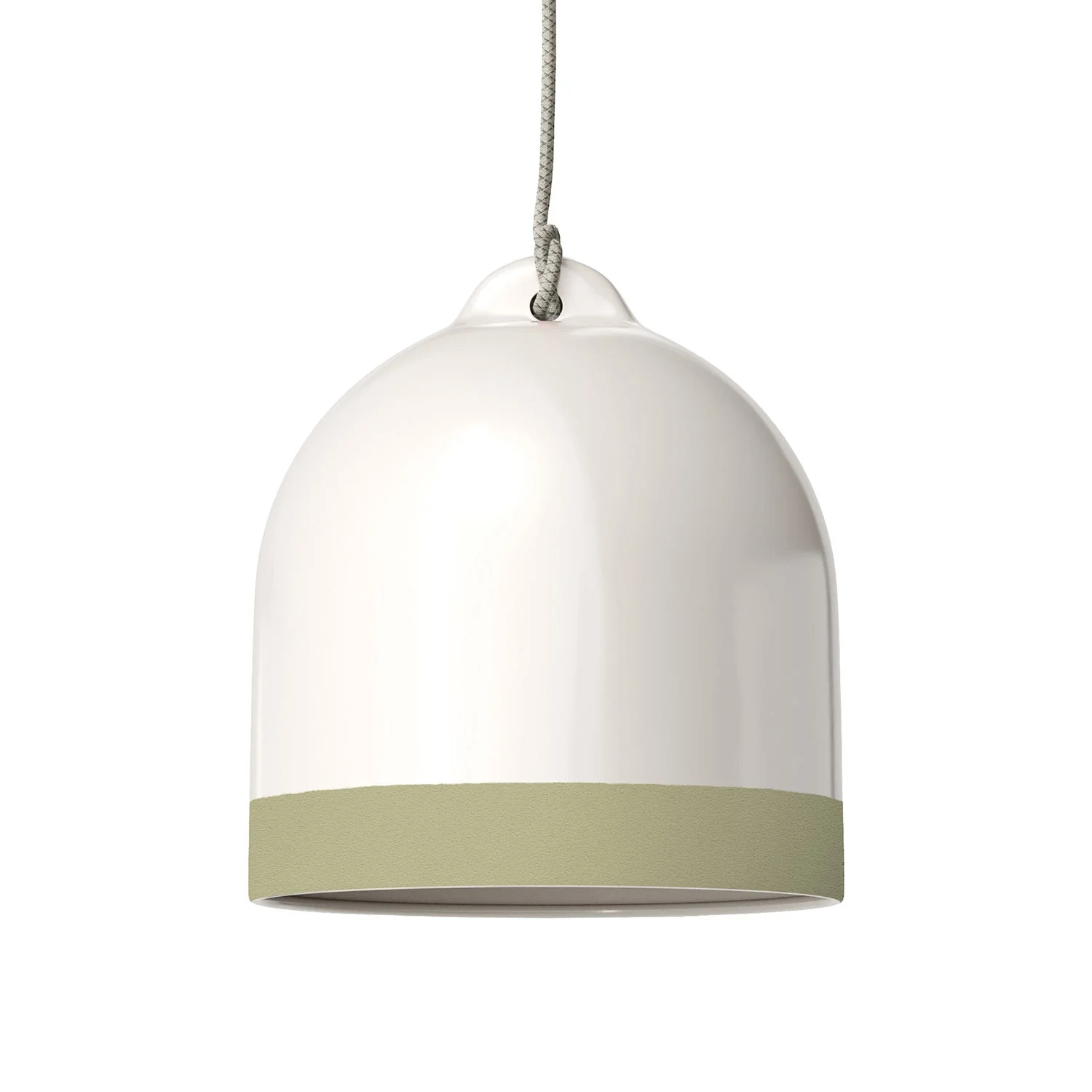 Campana M bicolour ceramic lampshade in White and Sage Green, Materia collection - Made in Italy