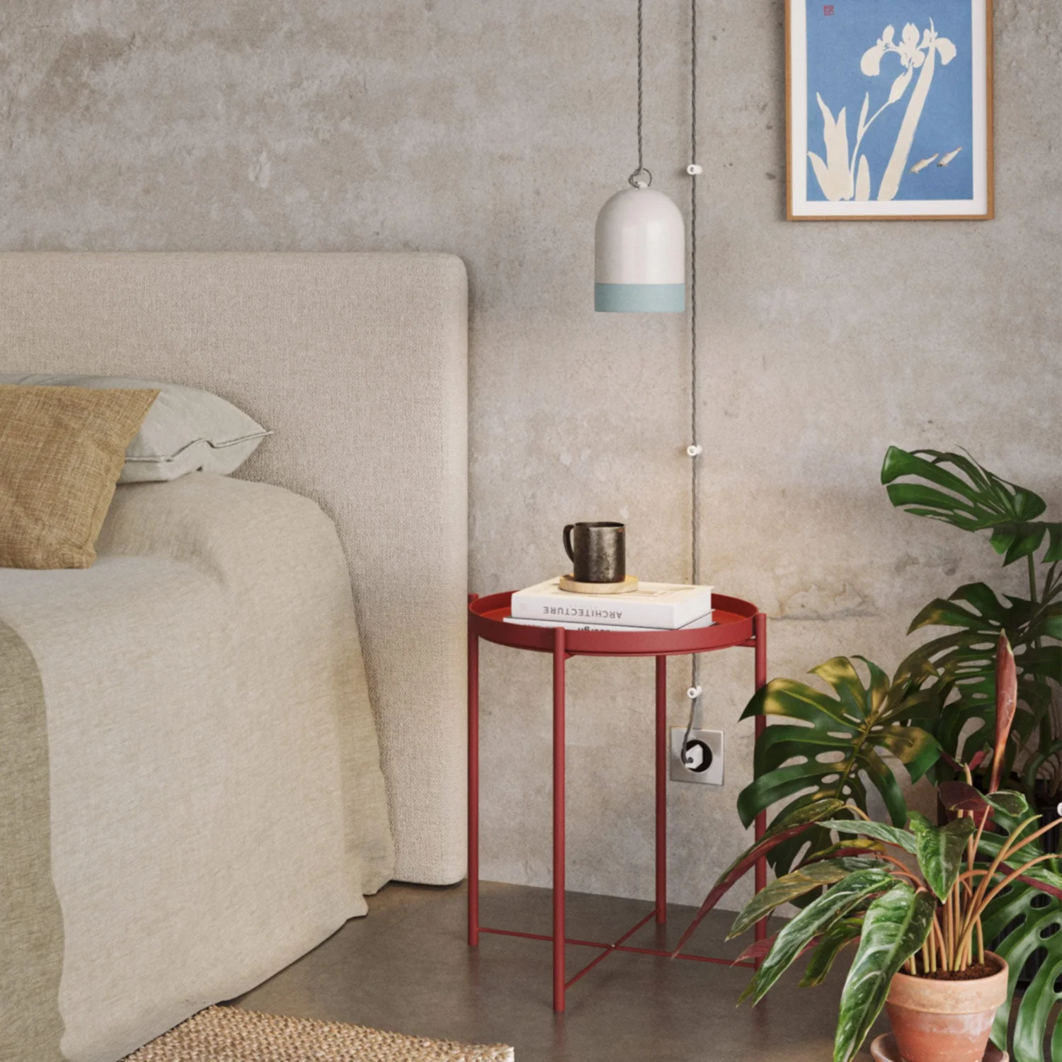 Mini XS Bell lampshade, two-tone in ceramic White and Blue, Materia collection - Made in Italy - Image 2
