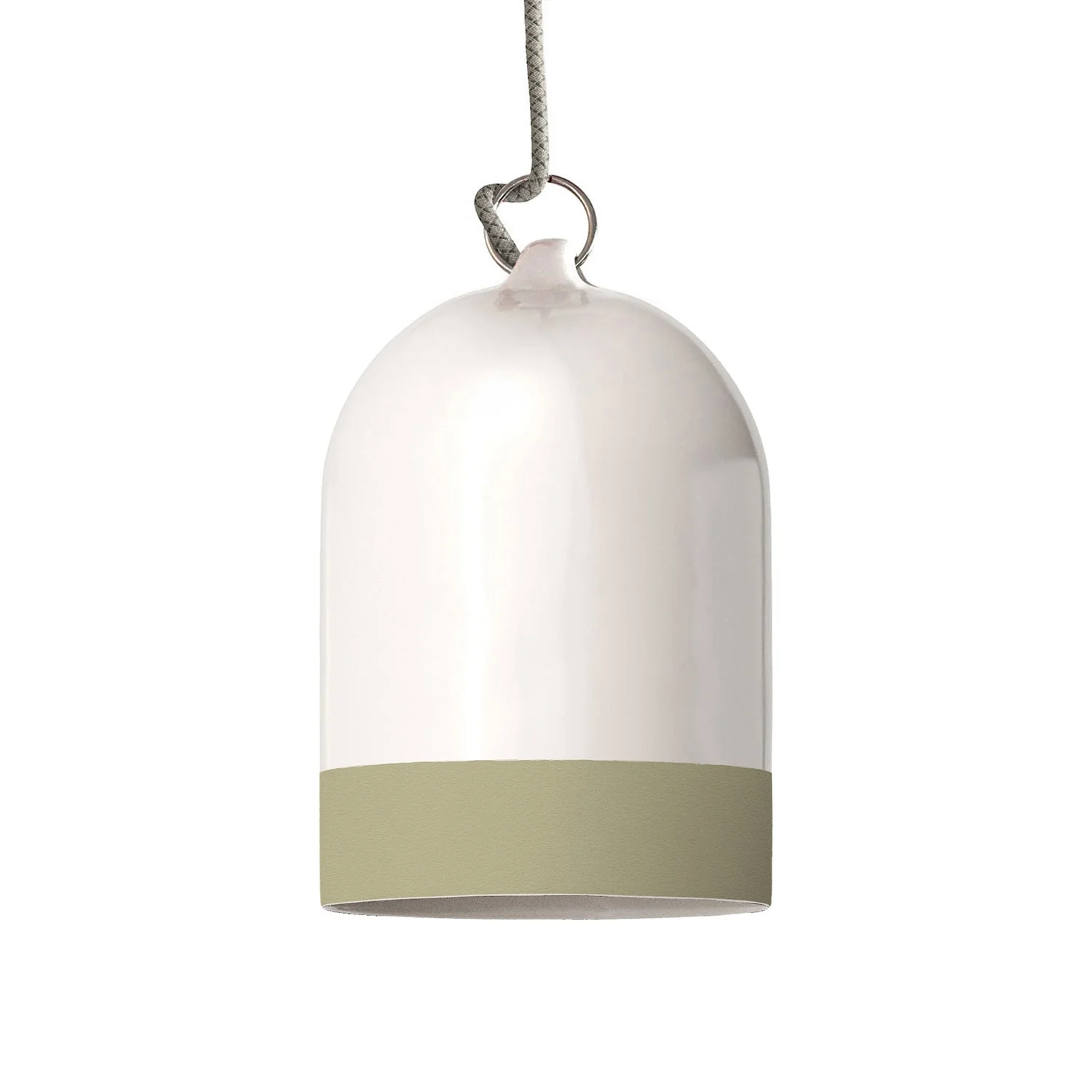 Mini XS Bell Lampshade, two-tone ceramic in White and Sage Green, Materia collection - Made in Italy