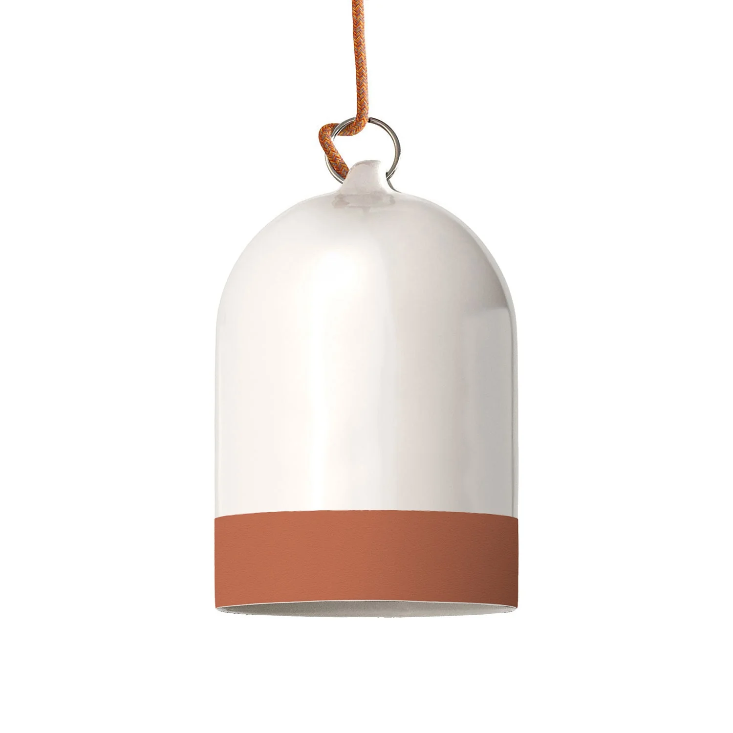 Mini XS Bell Lampshade, two-tone, in white and terracotta ceramic, Materia collection - Made in Italy