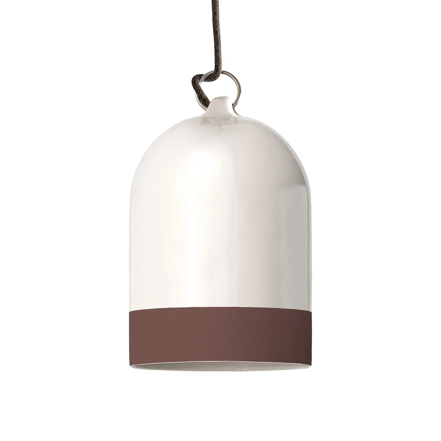 Mini XS Bell lampshade in two-tone ceramic, White and Brown, Materia collection - Made in Italy