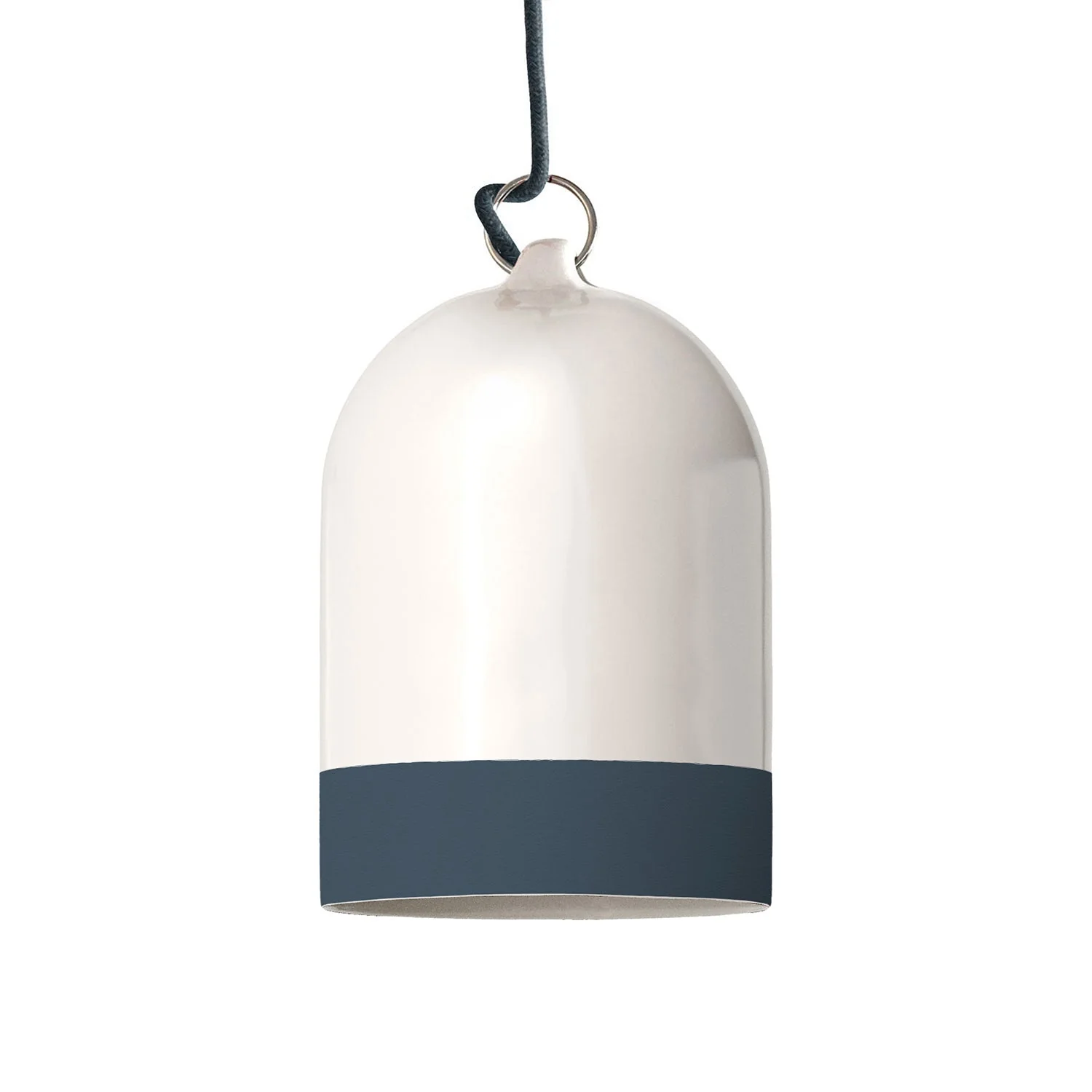 Mini Bell lampshade in two-tone ceramic, White and Petrol Blue, Materia collection - Made in Italy