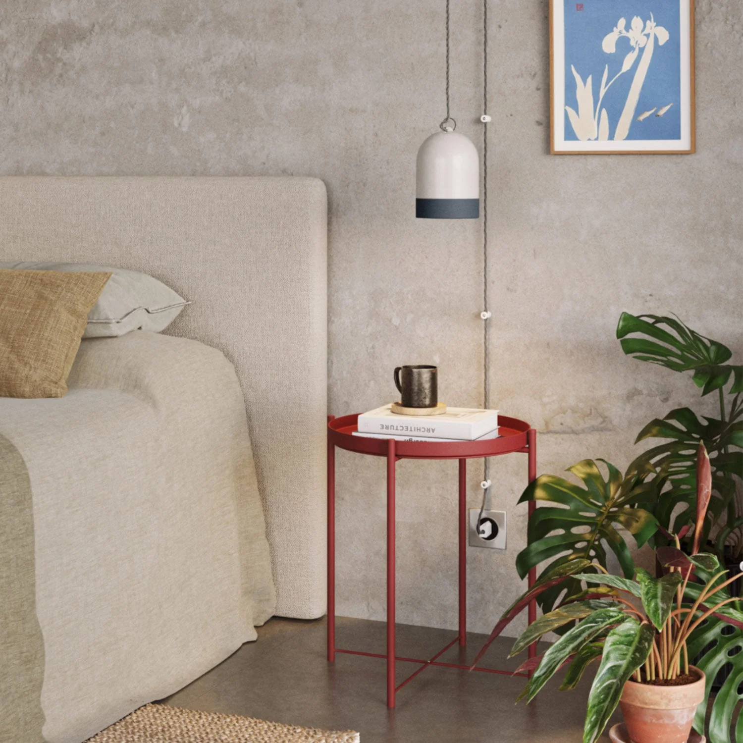 Mini Bell lampshade in two-tone ceramic, White and Petrol Blue, Materia collection - Made in Italy - Image 2