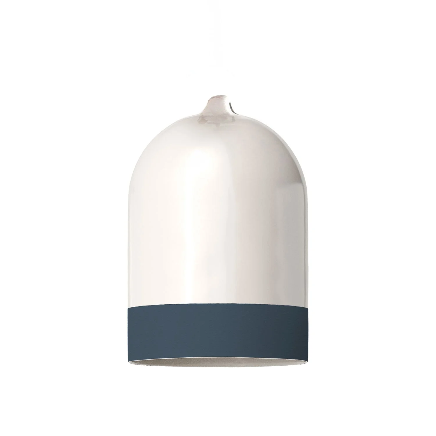 Mini Bell lampshade in two-tone ceramic, White and Petrol Blue, Materia collection - Made in Italy - Image 3