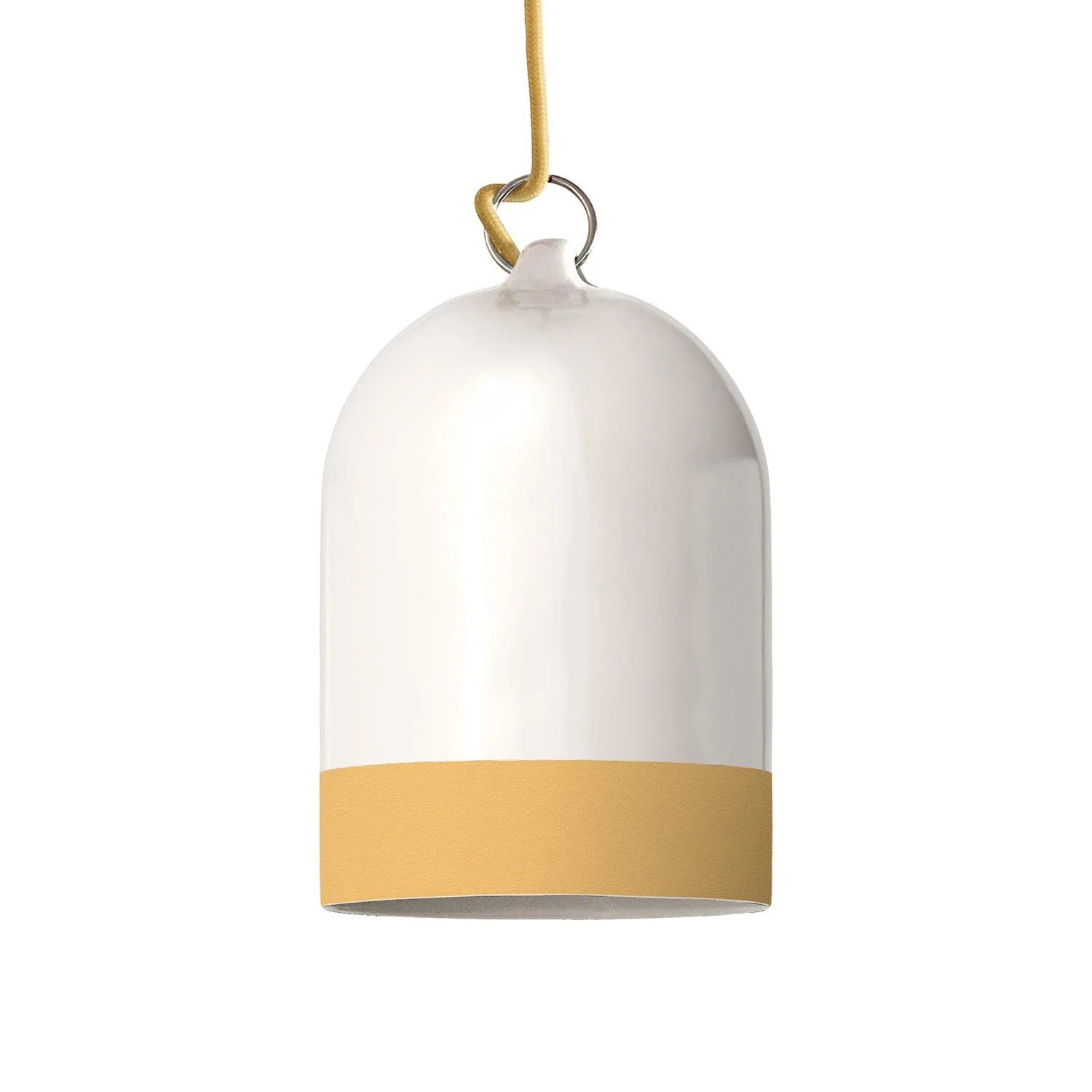 Mini XS Bell Lampshade two-tone in White and Yellow ceramic, Materia collection - Made in Italy
