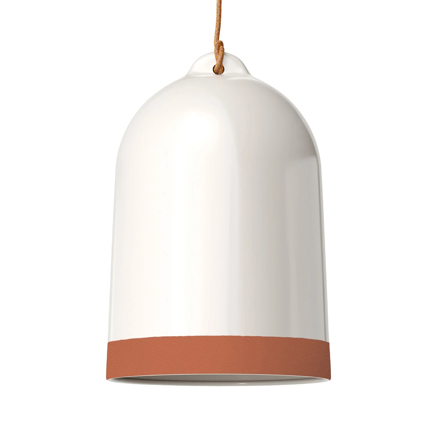 Campana XL two-tone ceramic lampshade in White and Terracotta, Materia collection – Made in Italy
