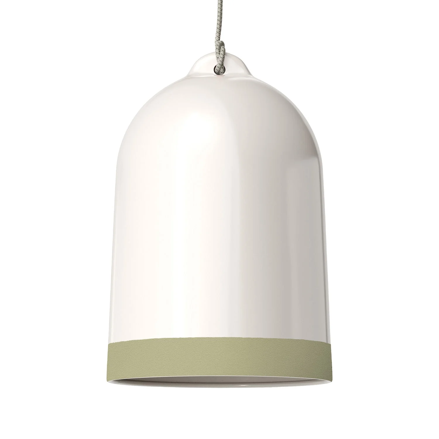 XL Bell lampshade, two-tone ceramic in White and Sage Green, Materia collection - Made in Italy