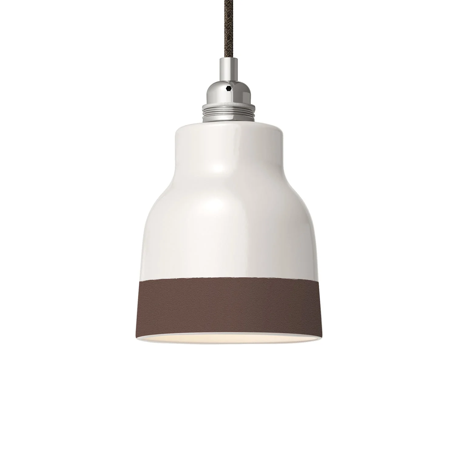 Lampshade Vaso two-tone in White and Brown ceramic, Materia collection - Made in Italy