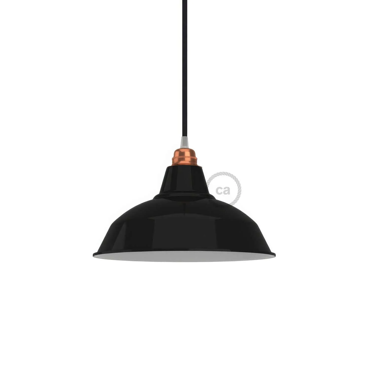 Bistrot metal enamelled lampshade with E27 fitting, diameter 30 cm - Black