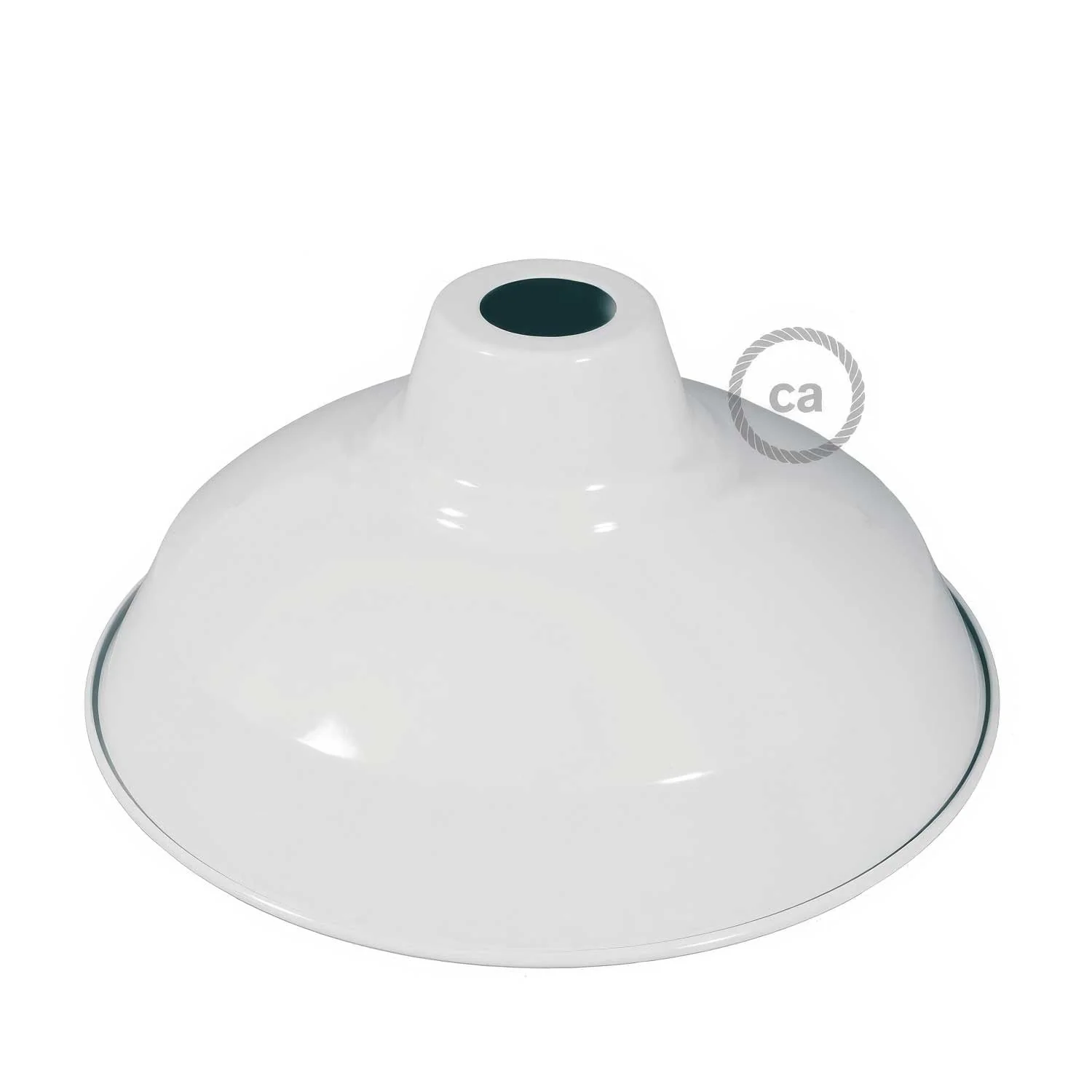 Bistrot enamelled metal lampshade with E27 fitting, 30 cm diameter - White - Image 3