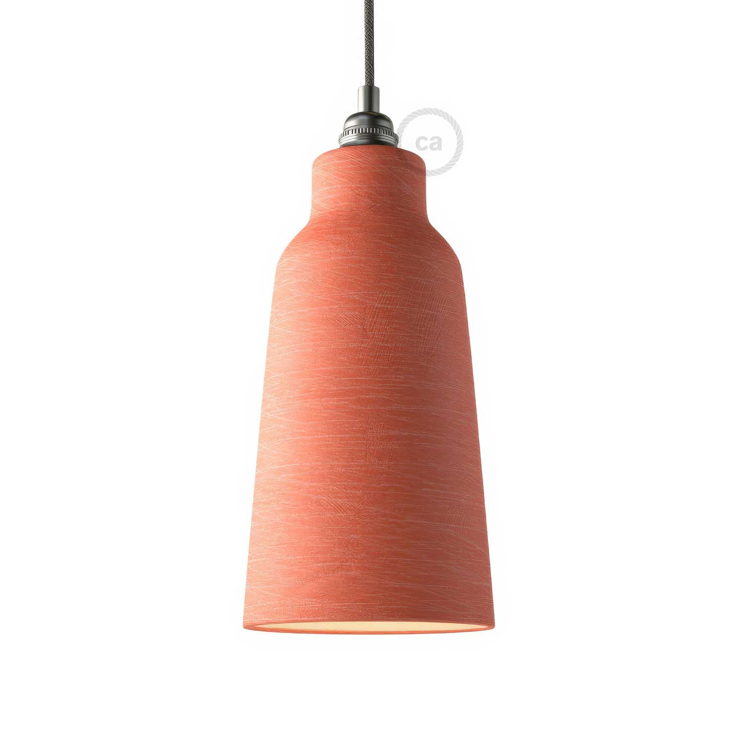 Bottle Lampshade in ceramic, Materia collection - Made in Italy - Striated Coral