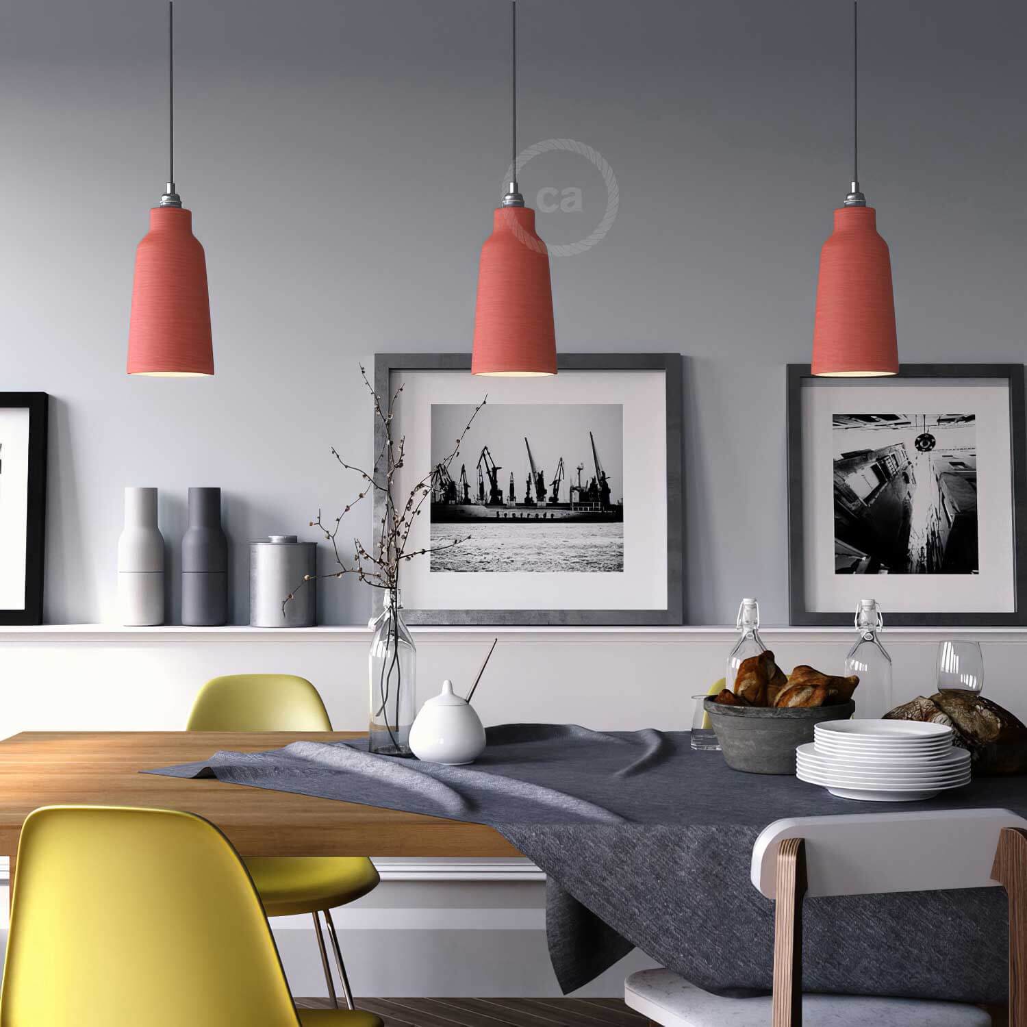 Bottle Lampshade in ceramic, Materia collection - Made in Italy - Striated Coral - Image 2