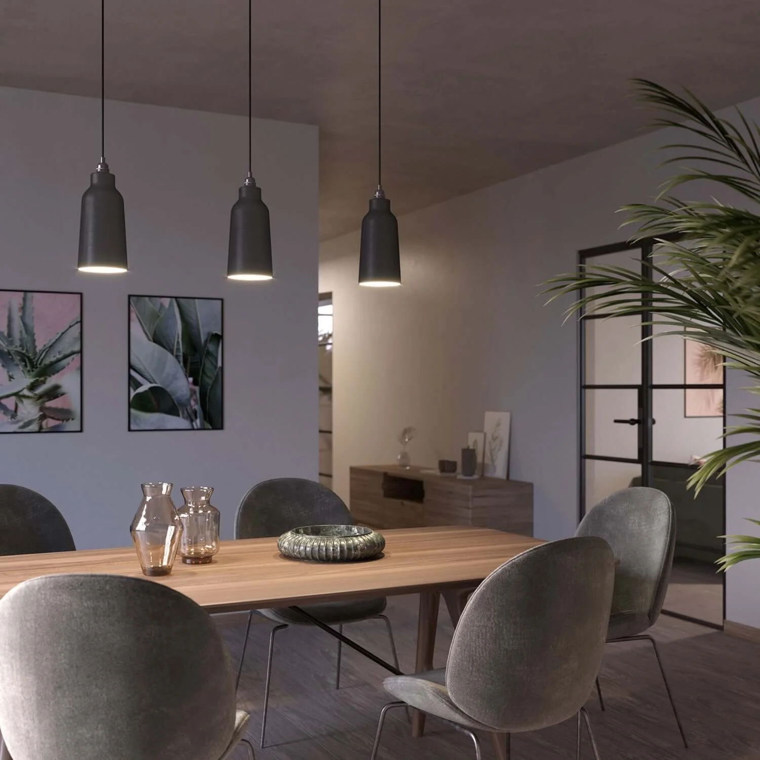 Lampshade Bottiglia in ceramic, Materia collection - Made in Italy - Slate - Image 2