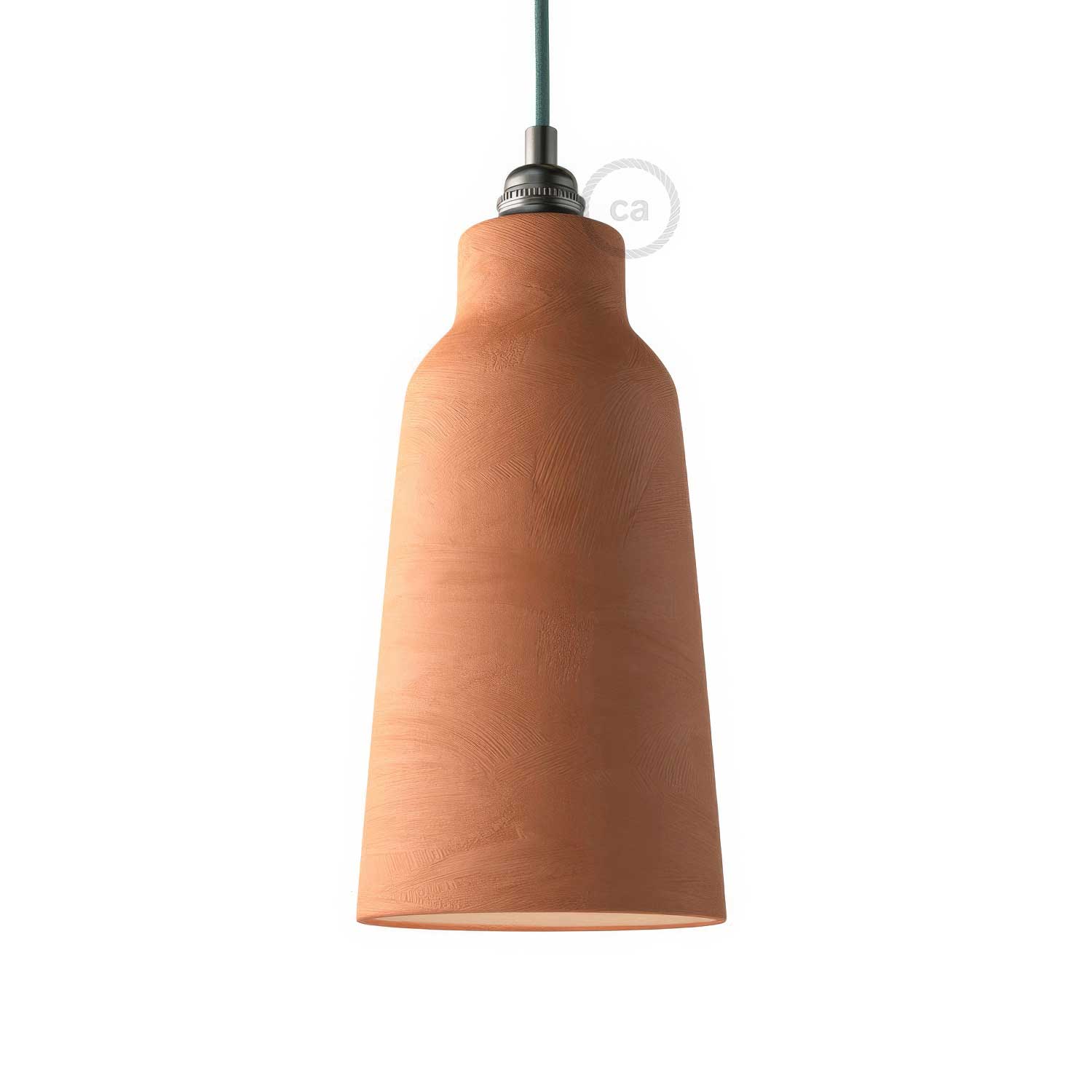 Bottle lampshade in ceramic, Materia collection - Made in Italy - Striated terracotta