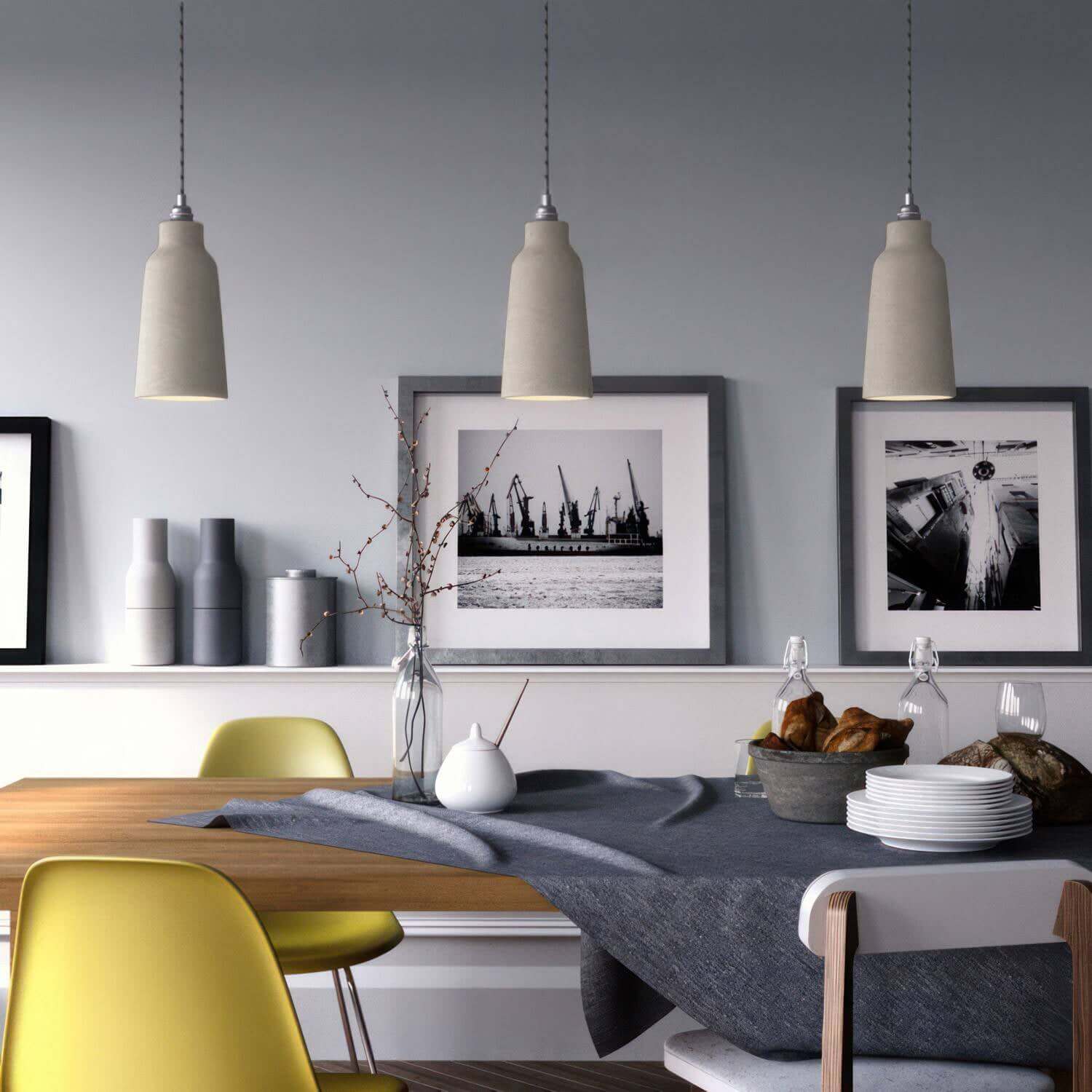 Bottle ceramic lampshade, Materia collection - Made in Italy - Striated dove-grey - Image 2