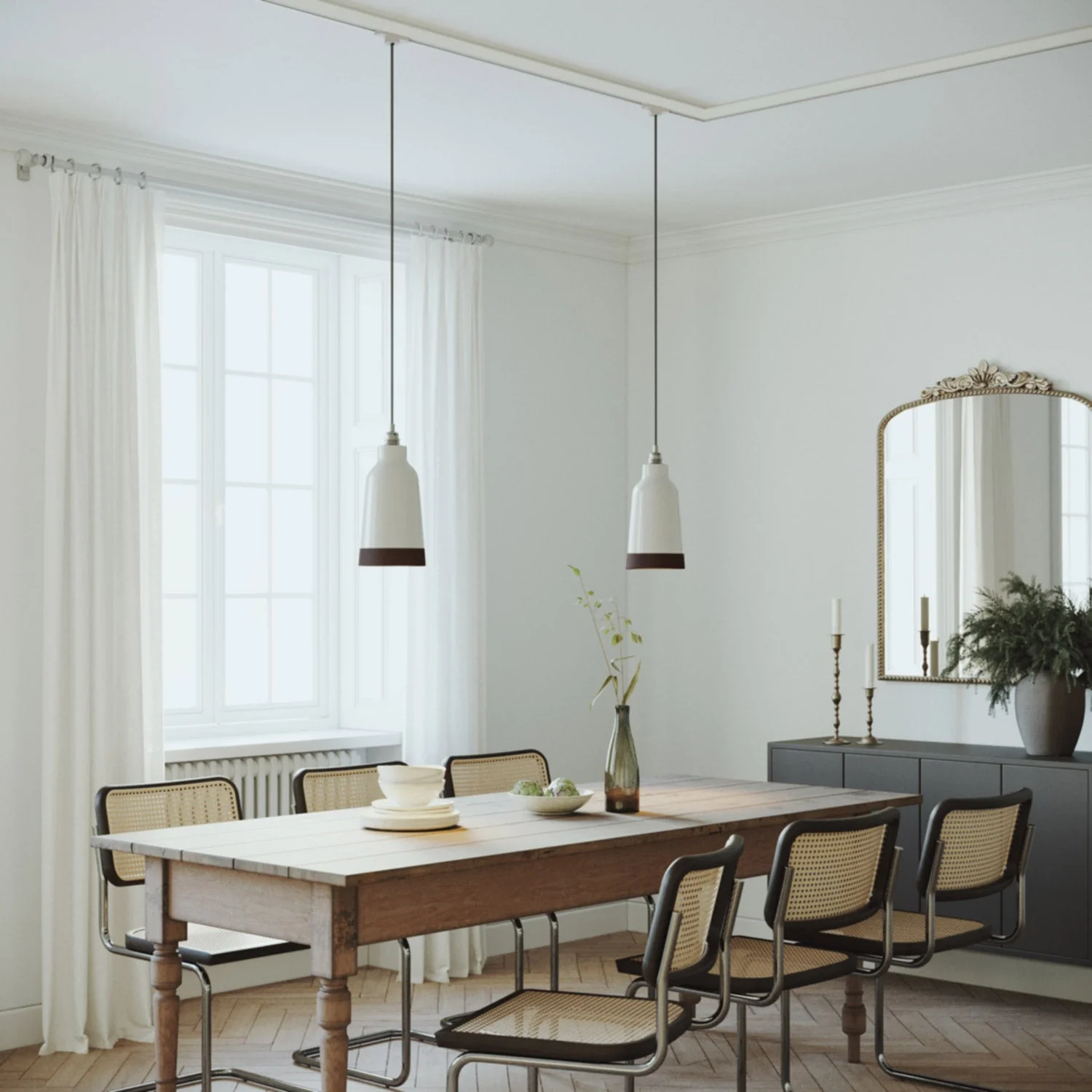 Bottiglia two-tone ceramic lampshade in White and Brown, Materia collection - Made in Italy - Image 2