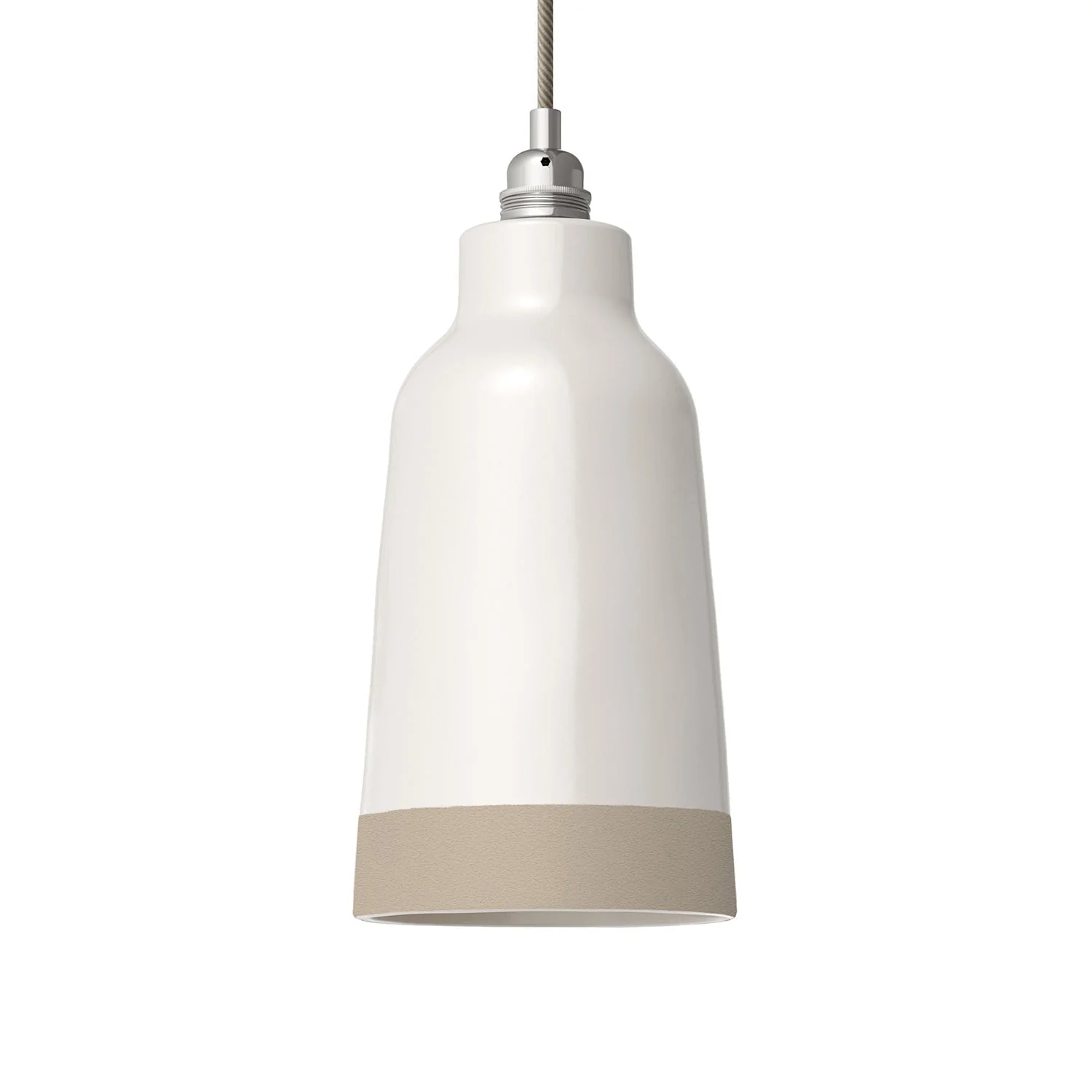 Bottiglia bicolour ceramic lampshade in White and Dove Grey, Materia collection – Made in Italy