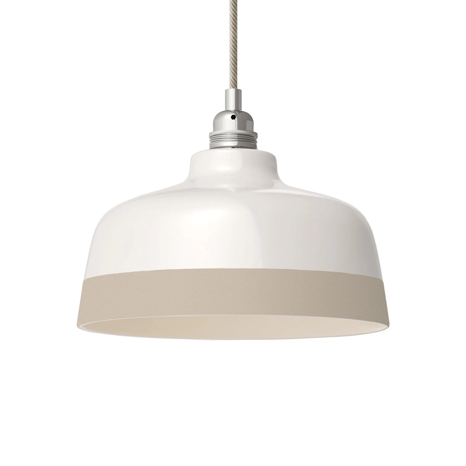 Bicolour Cup ceramic lampshade in White and Dove Grey, Materia collection - Made in Italy