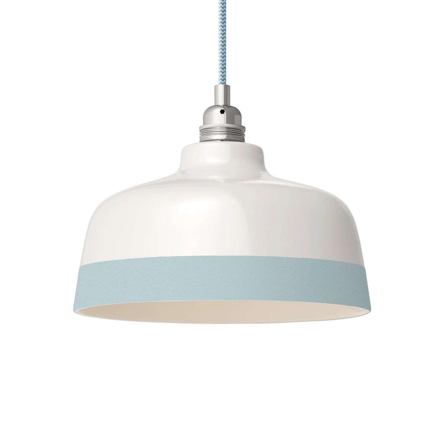 Two-tone Cup Lampshade in White and Blue ceramic, Materia collection - Made in Italy